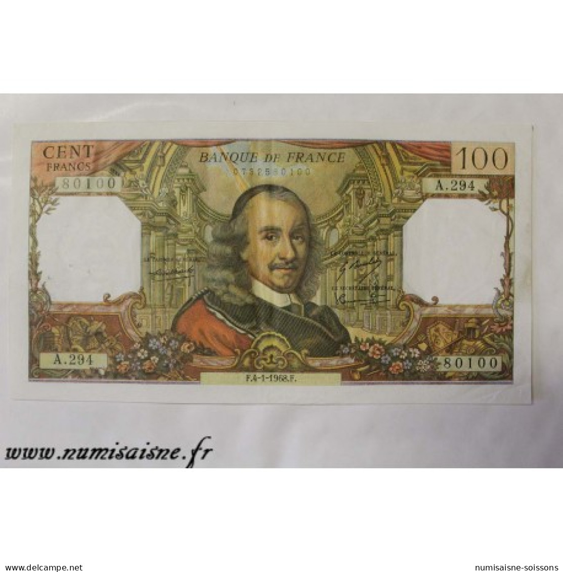 FAY 65/20 - 100 FRANCS 1968 - 04.01 - TYPE CORNEILLE - A.294 - PICK 149 - TTB/SUP - 100 F 1964-1979 ''Corneille''