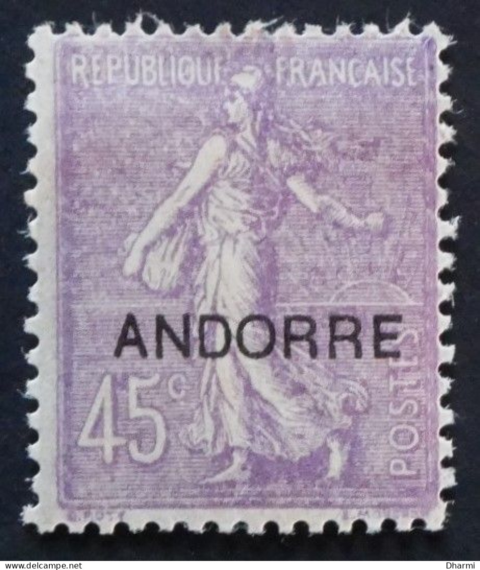 ANDORRE FR 1931 N° 14 NEUF* - 45c Type Semeuse Fd Ligné - MH - COT. 23 € - Ungebraucht