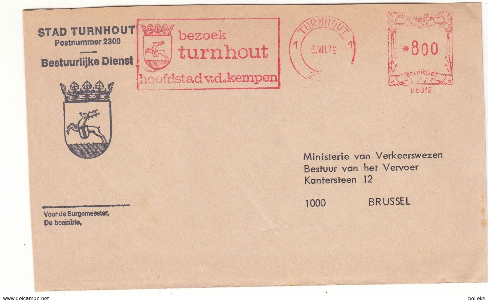 Belgique - Lettre EMA De 1979 - Oblit Turnhout - Empreinte Machines De La Ville De Turnhout - - 1960-1979