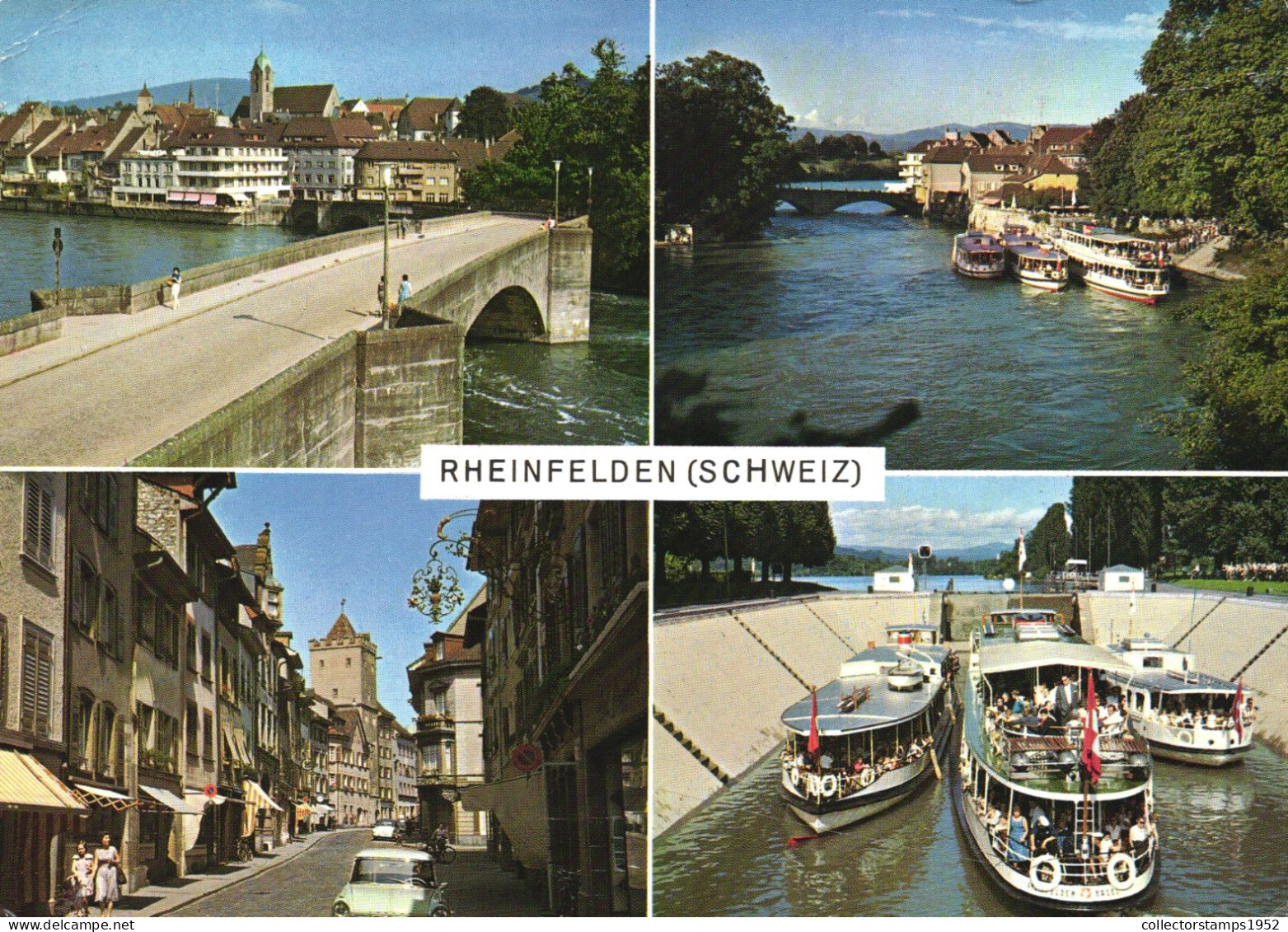 RHEINFELDEN, BADEN WURTTEMBERG, MULTIPLE VIEWS, ARCHITECTURE, BRIDGE, CAR, BOATS, GERMANY, POSTCARD - Rheinfelden