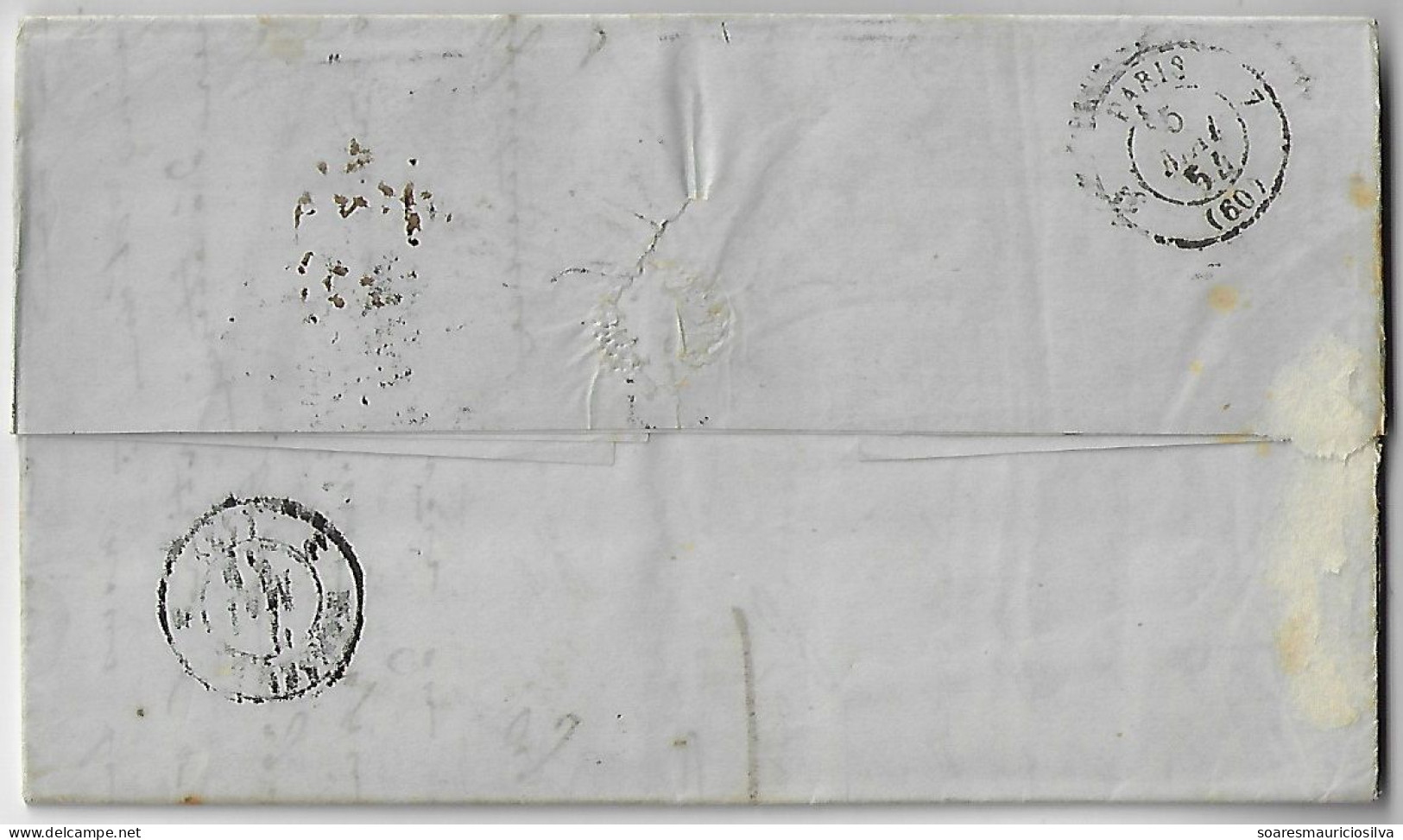 Great Britain 1854 Pastré Brothers Merchant-shipowner Fold Cover London Calais Paris Marseille France Cancel Rate 8 - Cartas & Documentos