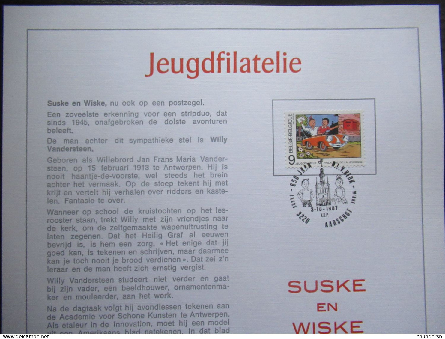2264 'Jeugdfilatelie: Saske En Wiske' - Luxe Kunstblad - Herdenkingsdocumenten