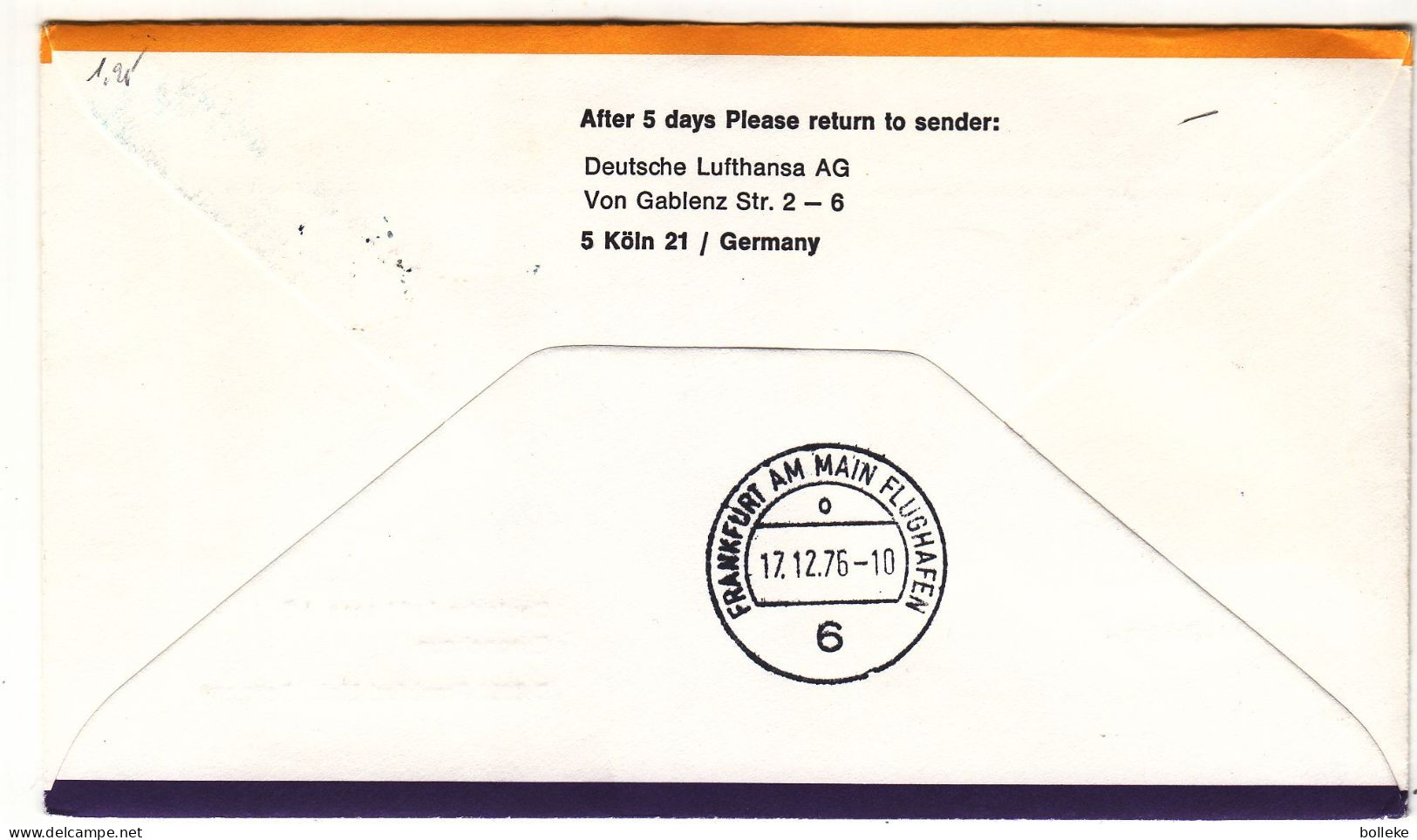 Etats Unis - Lettre De 1976 - Oblit Boston - 1er Vol Philadelphia Boston Frankfurt - - Lettres & Documents