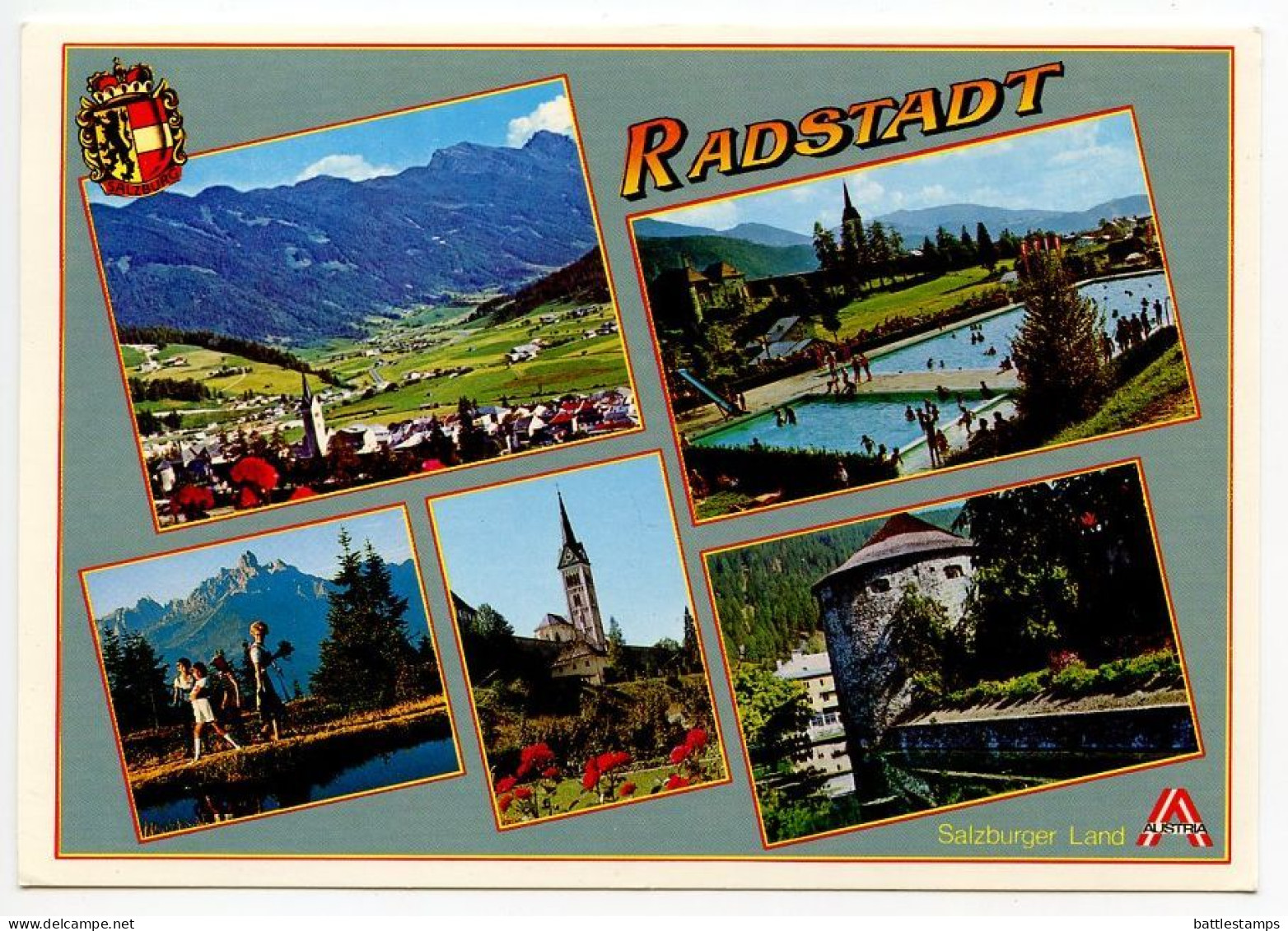 Austria 1989 Postcard Radstadt - Mountains, Architecture, Tourism; Slogan Cancel - Radstadt