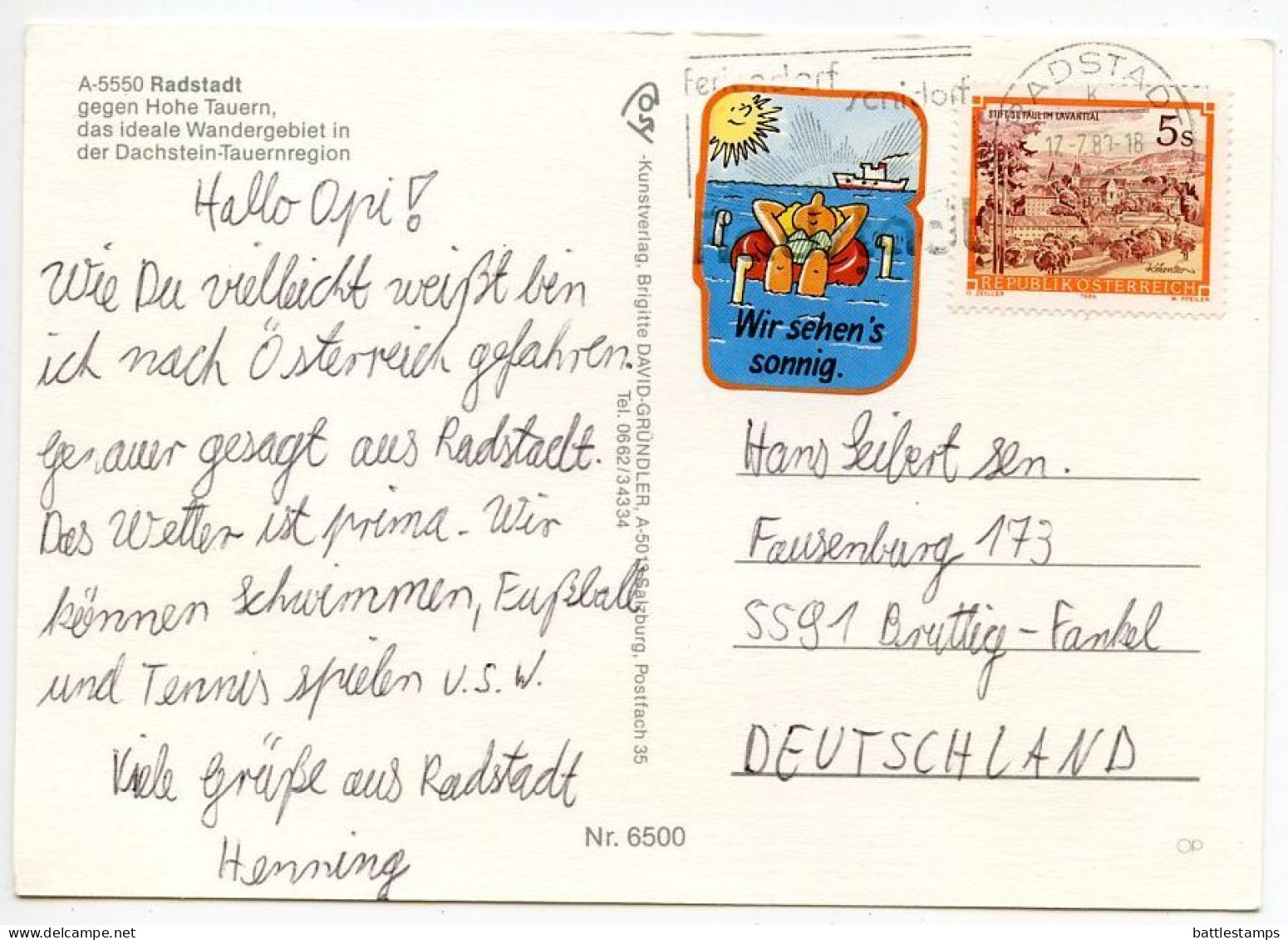 Austria 1989 Postcard Radstadt - Mountains, Architecture, Tourism; Slogan Cancel - Radstadt