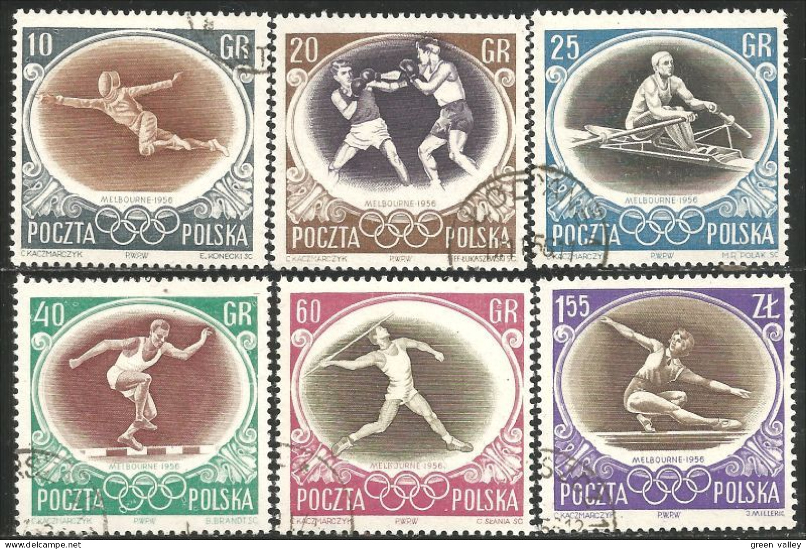 JO-5 Pologne 1956 Melbourne Escrime Fencing Boxe Boxing Aviron Rowing Gymnastics  - Summer 1956: Melbourne