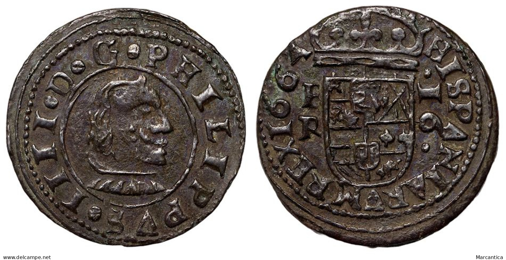 Spain, Philip IV 1621-1665, 16 Maravedís-(Burgos) - First Minting
