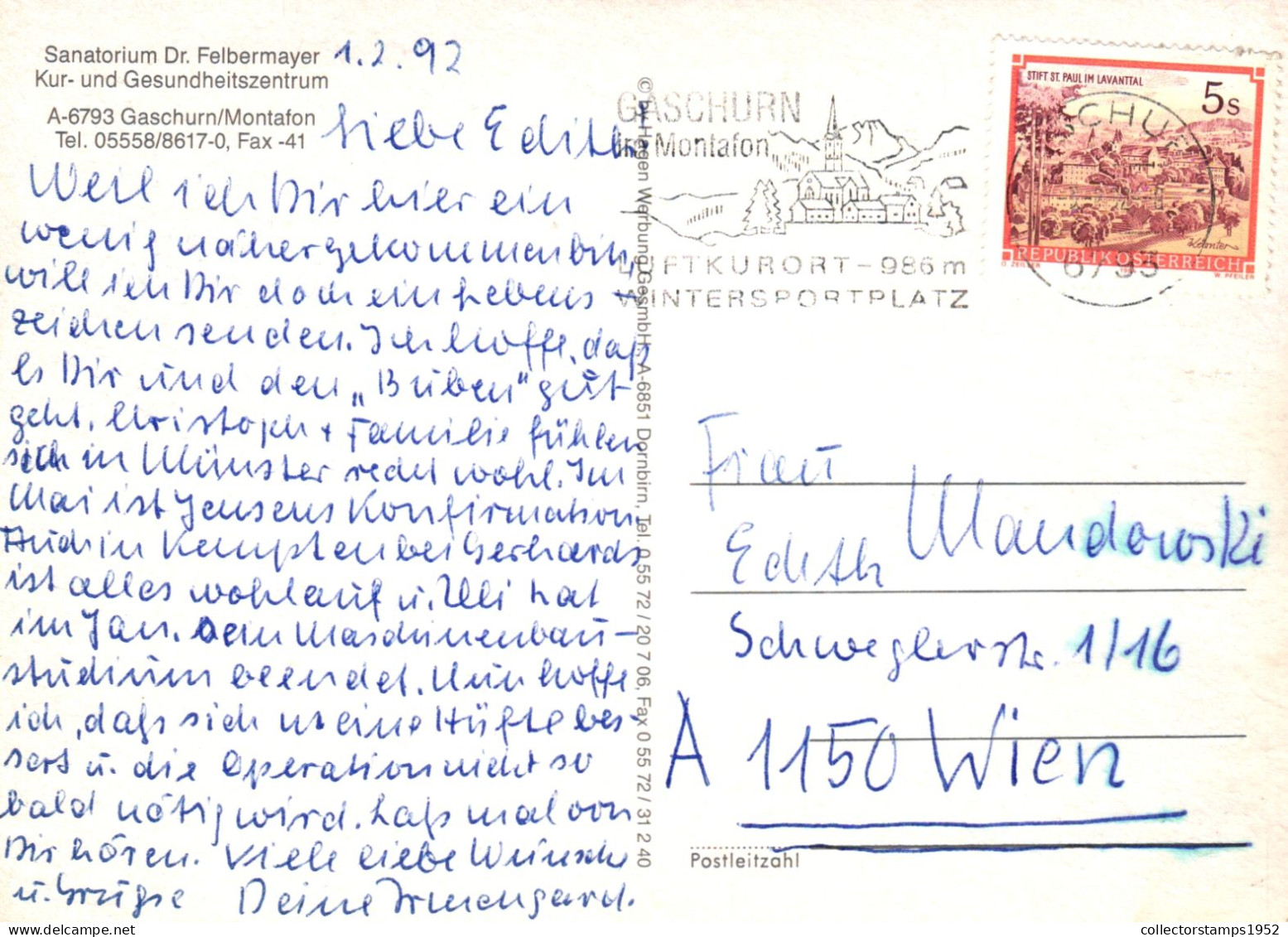 GASCHURN, VORARLBERG, SANATORIUM, SPA, ARCHITECTURE, MOUNTAIN, AUSTRIA, POSTCARD - Gaschurn