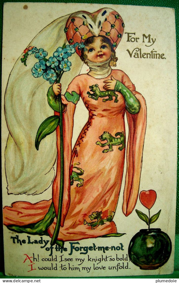 CPA SAINT VALENTIN LA REINE DU MYOSOTIS .ROBE COIFFE MOYEN ÂGE . TO MY VALENTINE . ERNEST NISTER OLD PC - Valentine's Day