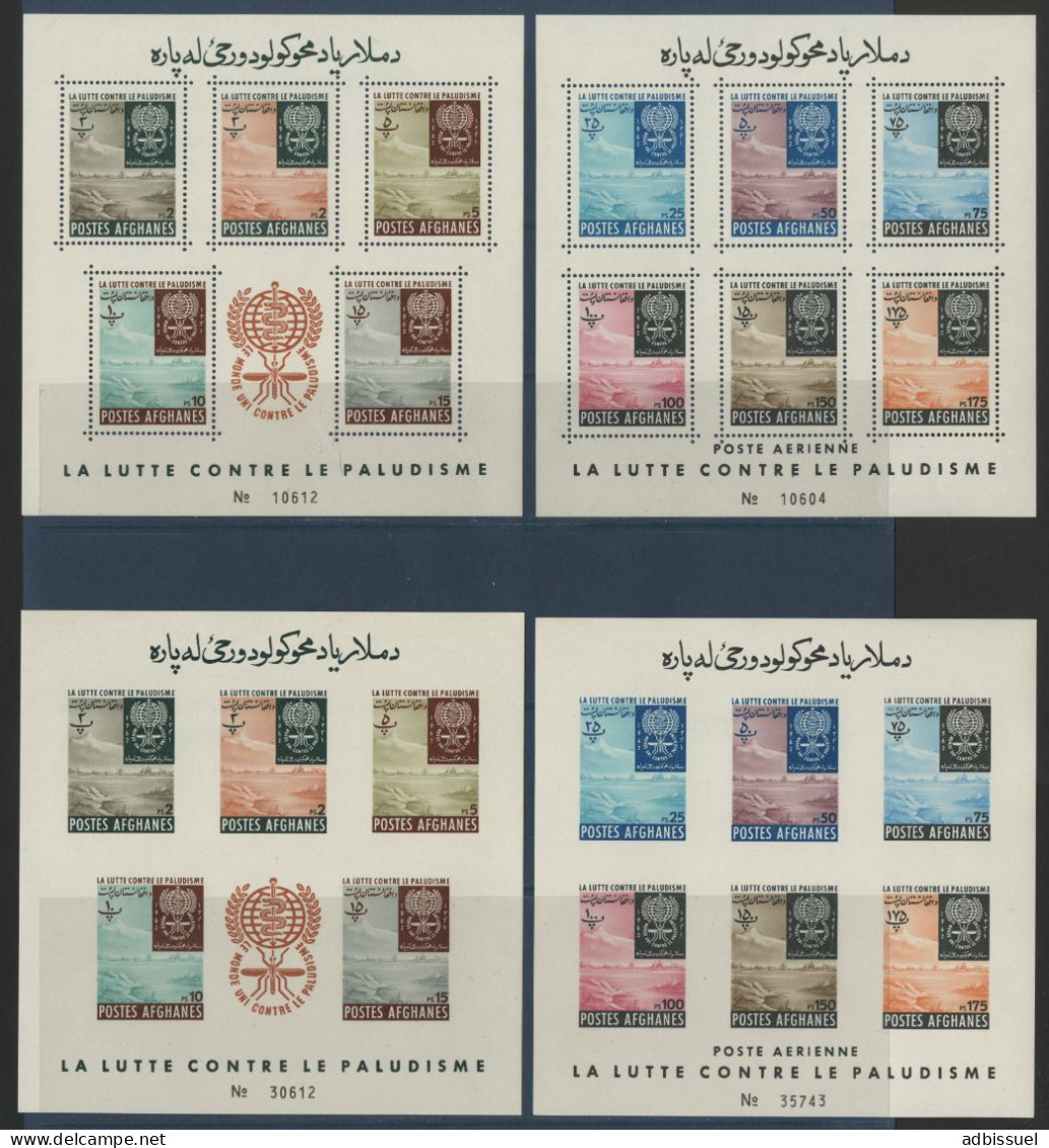 AFGHANISTAN N° 644 à 654 "PALUDISME MALARIA" NON DENTELES + DENTELES Sur 4 Feuillets Neufs ** (MNH) TB - Afghanistan