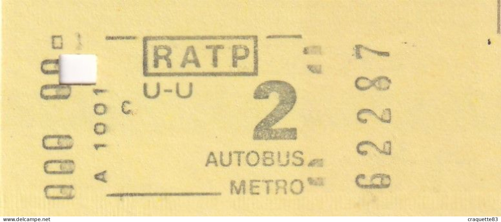 TICKETS R.A.T.P.  AUTOBUS METRO  LOT DE 7 TICKETS - Europa