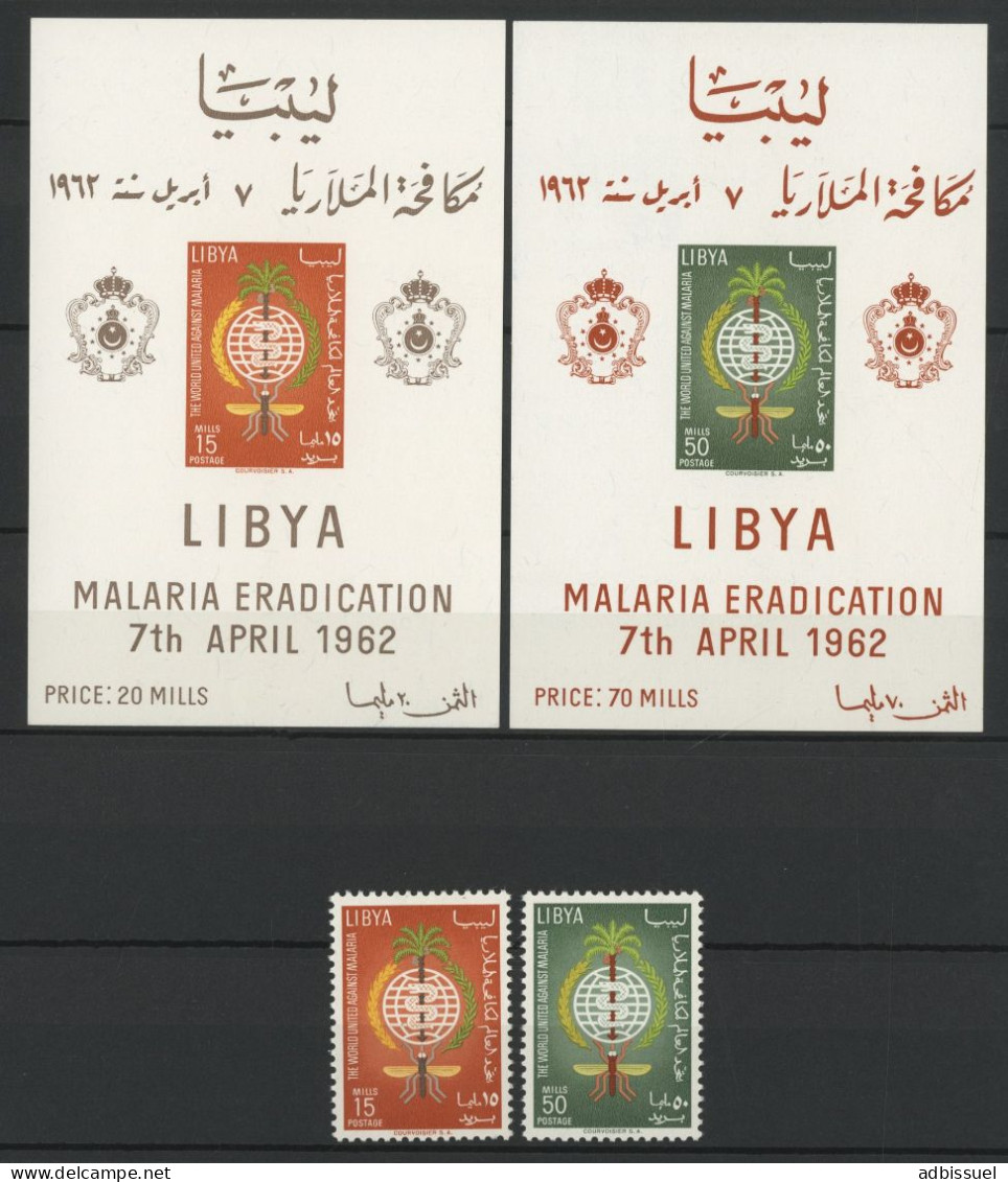 LIBYE N° 207 + 208 + Bloc N° 2 Neufs ** (MNH) PALUDISME MALARIA TB - Libyen