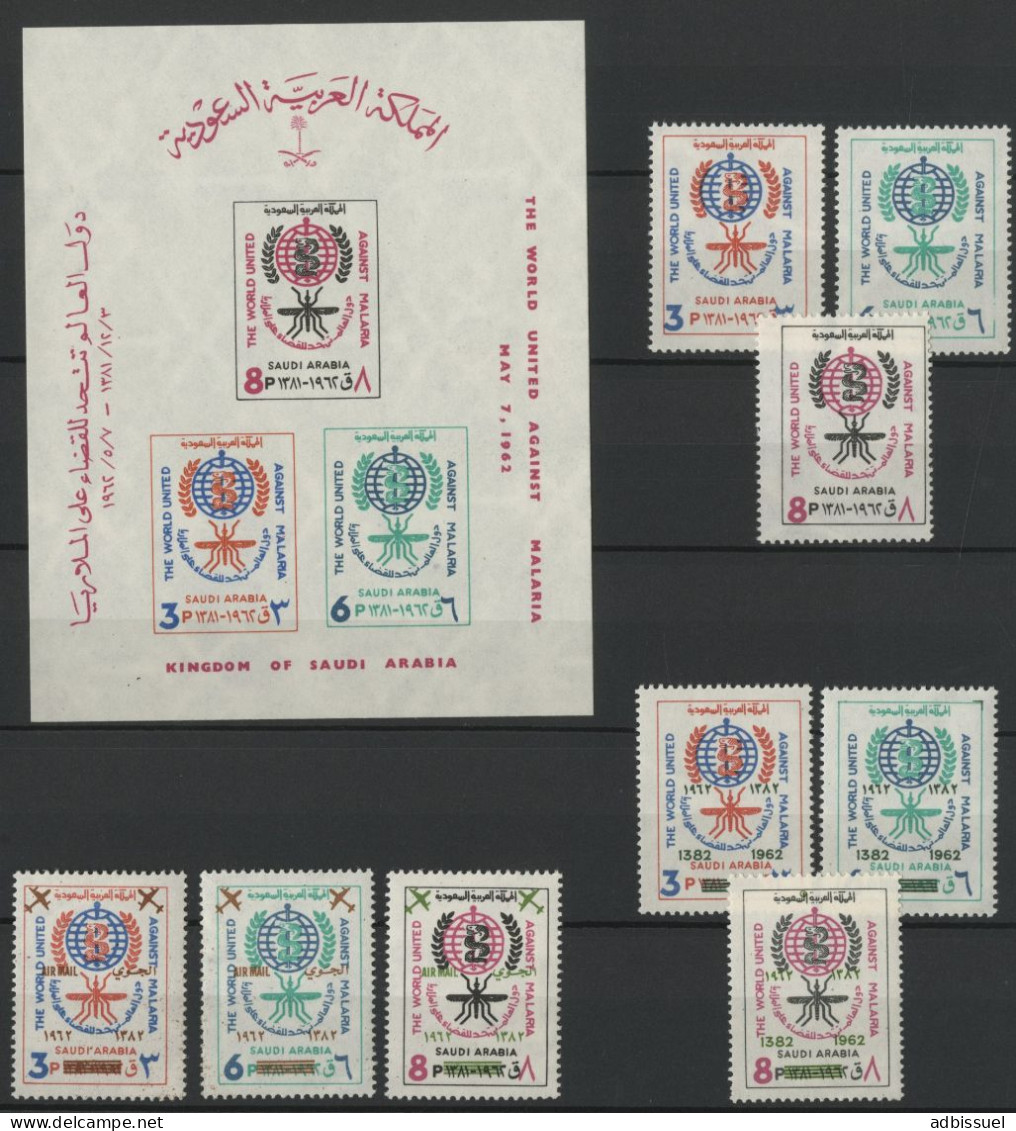 ARABIE SAOUDITE 1962 PALUDISME MALARIA 3 Séries + 1 Bloc Neufs ** (MNH) TB - Saudi Arabia