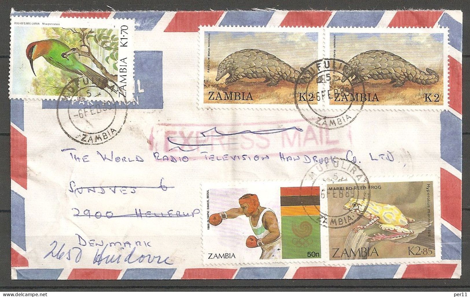 1989 Express Nice Letter With Animals  (zam01) - Zambia (1965-...)