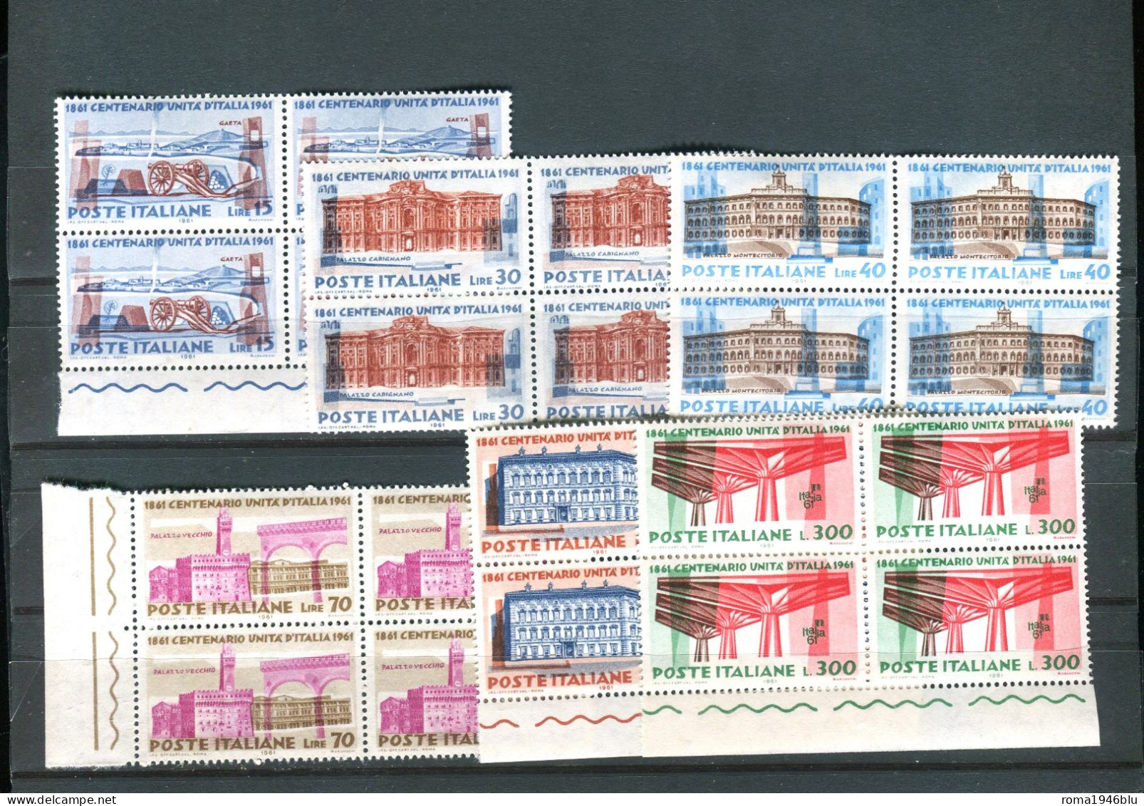 REPUBBLICA 1961 UNITA' D'ITALIA SERIE CPL. QUARTINA ** MNH - 1961-70: Neufs