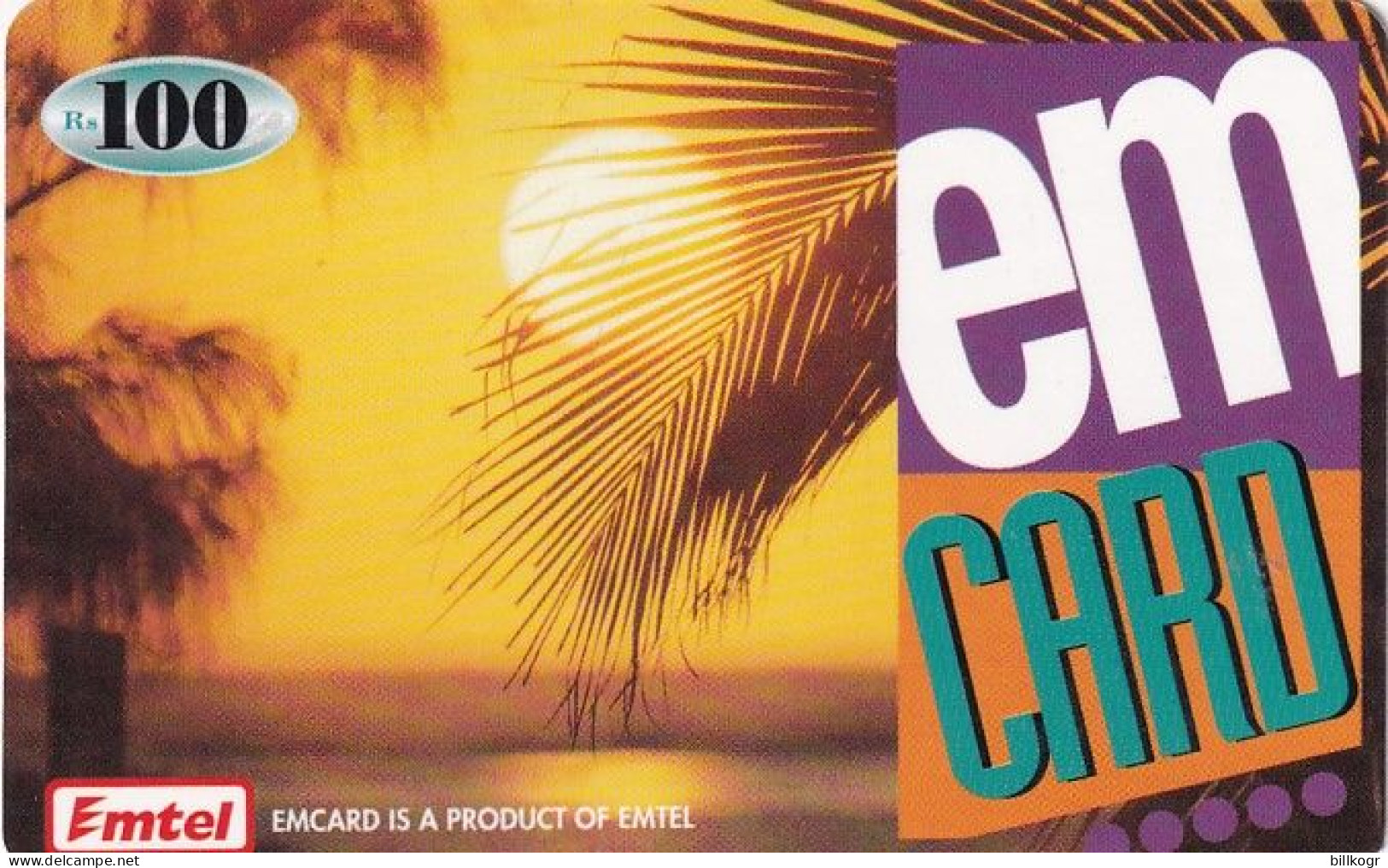 MAURITIUS - Sunset, Emtel Prepaid Card Rs 100, Exp.date 31/12/05, Used - Mauricio