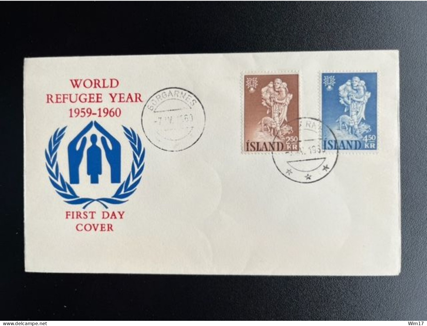 ICELAND ISLAND 1960 FDC WORLD REFUGEE YEAR 07-04-1960 IJSLAND - FDC