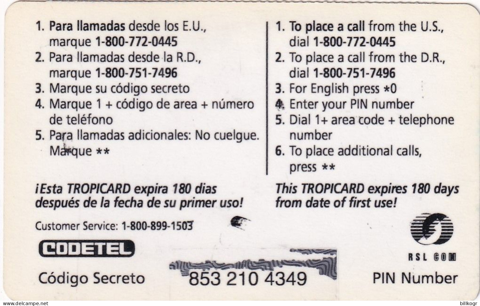 DOMINICANA - ScarecrowBeach, Tropicard By RSLcom/Codetel Prepaid Card $10, Used - Dominicaine