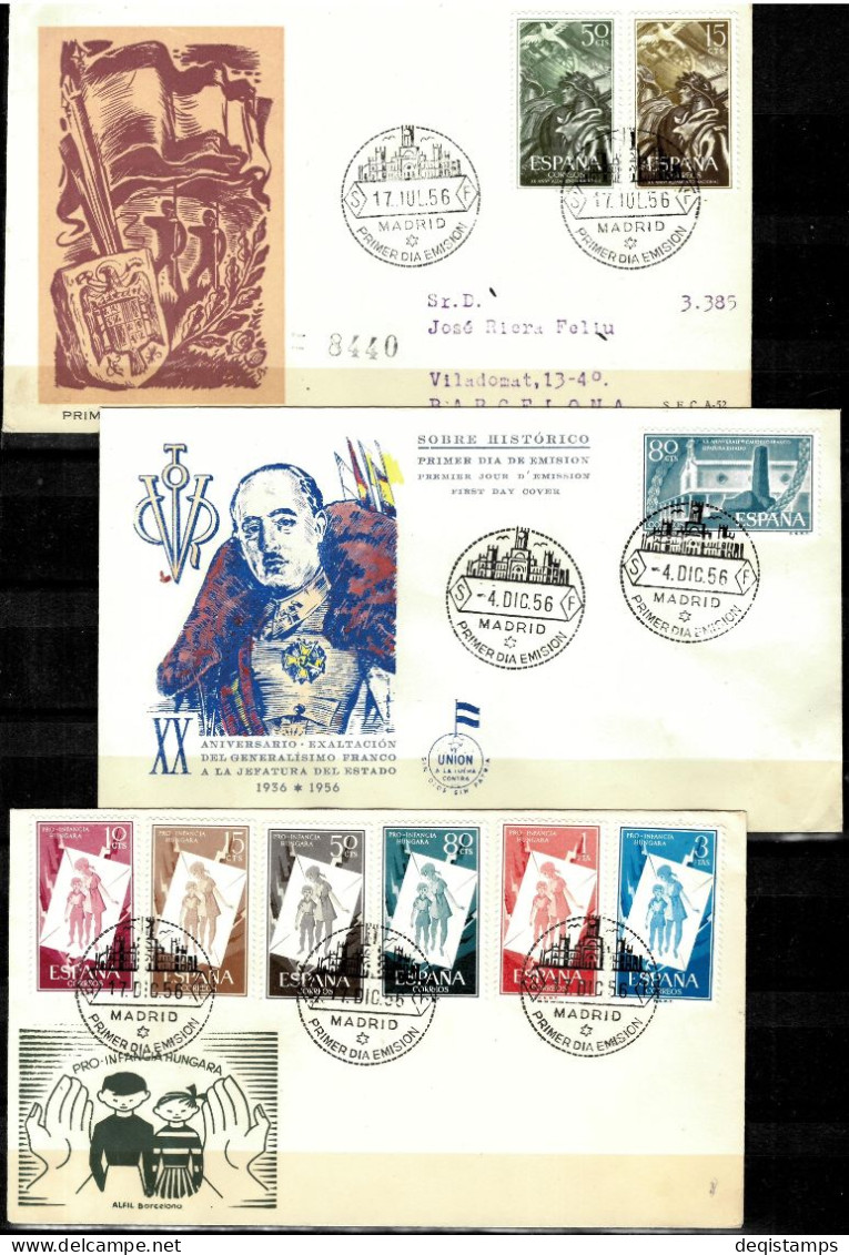 Spain Year 1956 / 6 First Day Covers - FDC