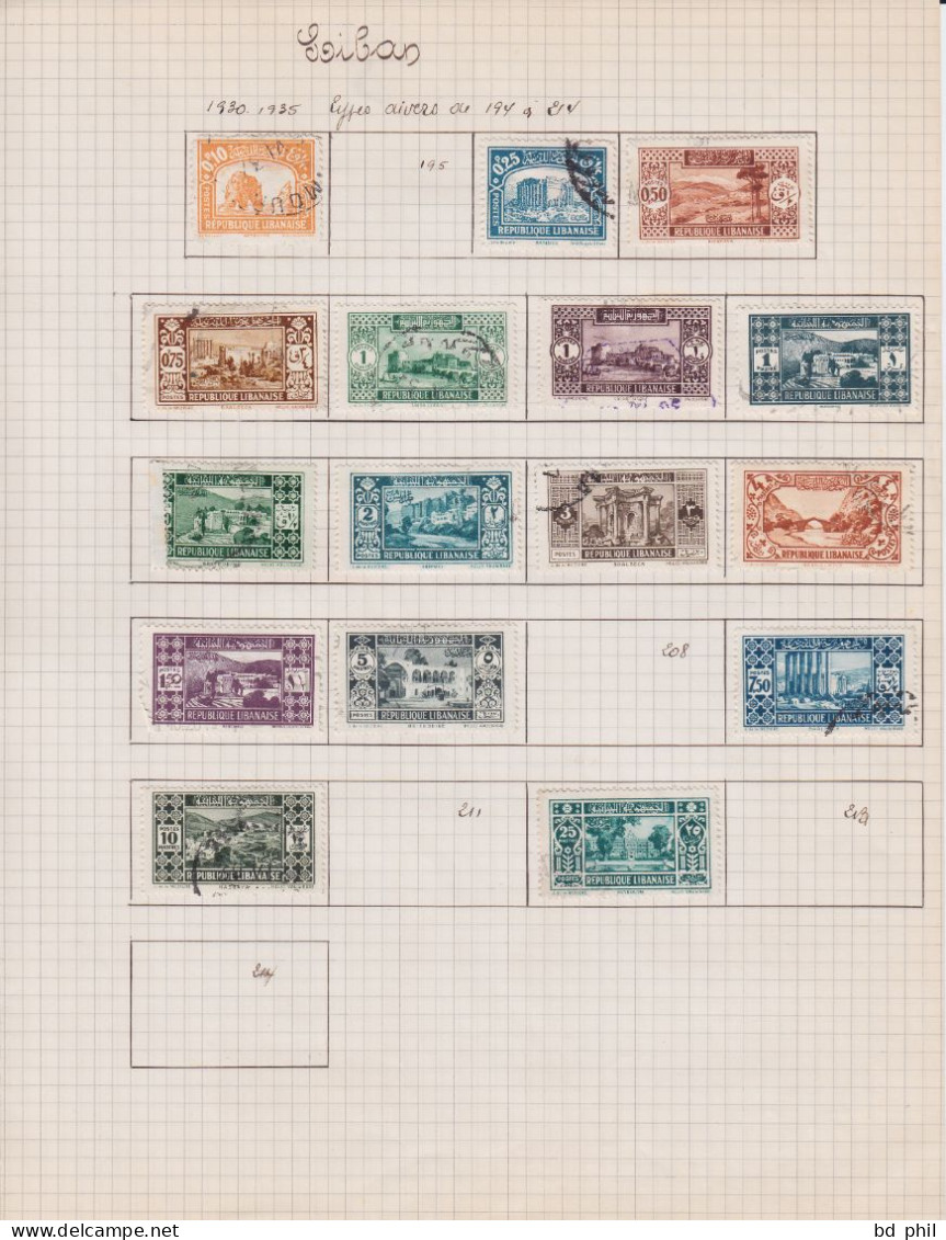 lot 67 timbres Grand Liban 1924 1925 1927 1928 1929 1930 1931 1937 1938 neuf et oblitéré avec charnière