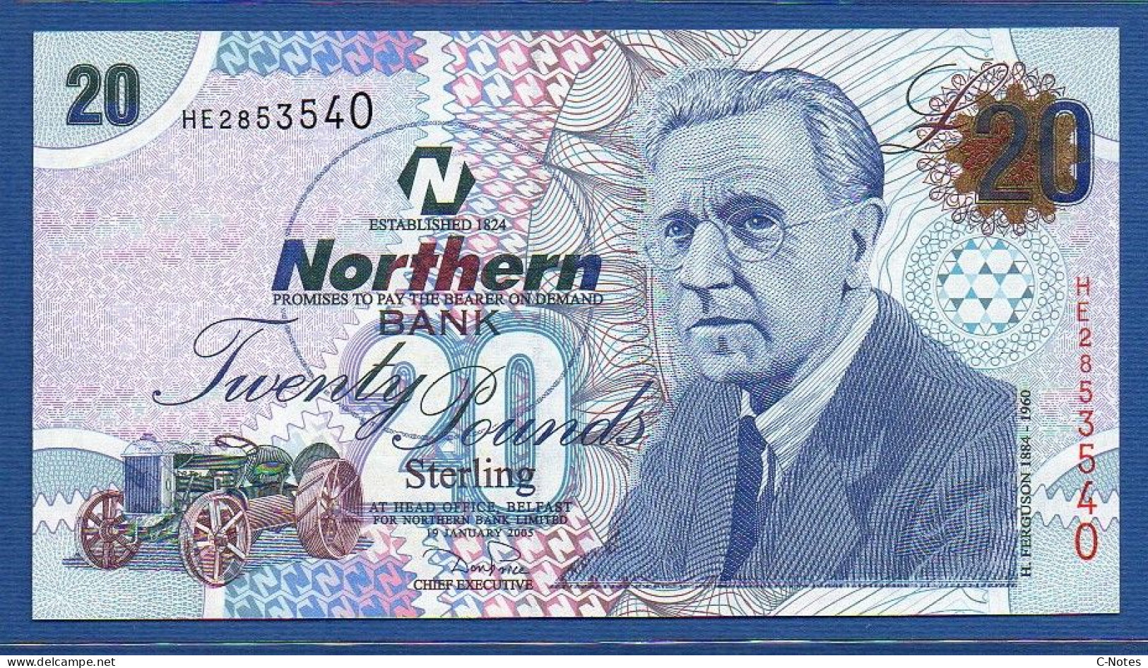 NORTHERN IRELAND - P.207a – 20 POUNDS 19.01.2005 UNC, S/n HE2853540 Northern Bank - 20 Pounds