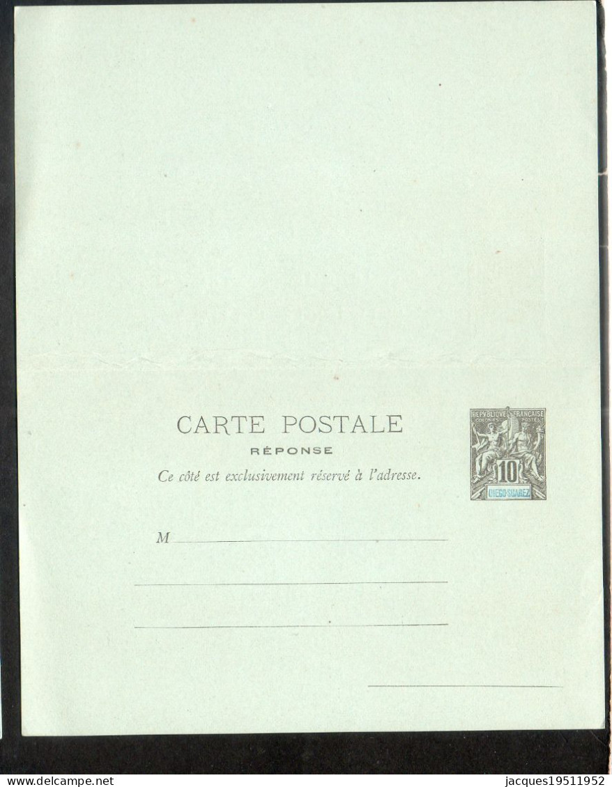 CM 36 - Diégo Suarez - Entier -carte Lettre Réponse Payée - 10c Noir Type Groupe - Neufs