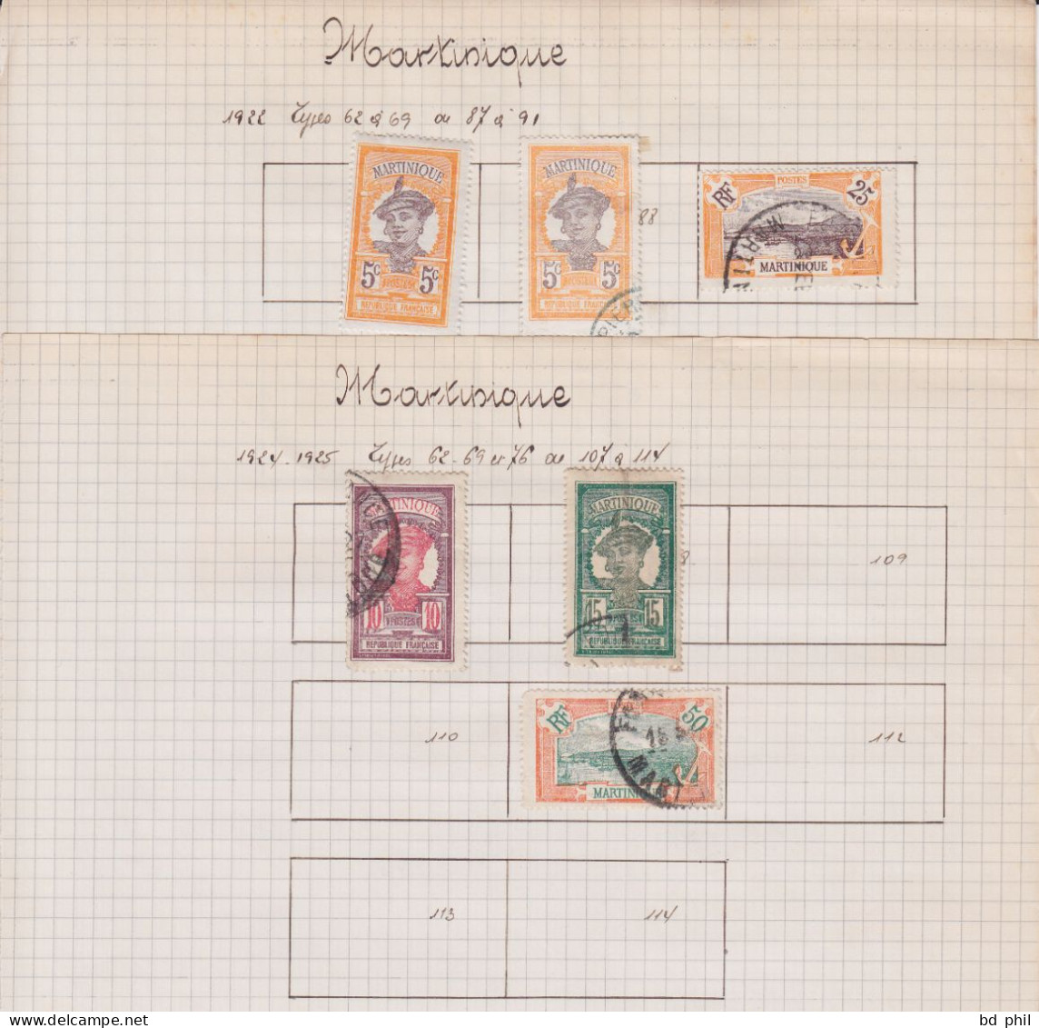 Lot 45 Timbres Martinique 1908 1922 1933 1937 1938 1939 Neuf Et Oblitéré Avec Charnière - Sonstige & Ohne Zuordnung