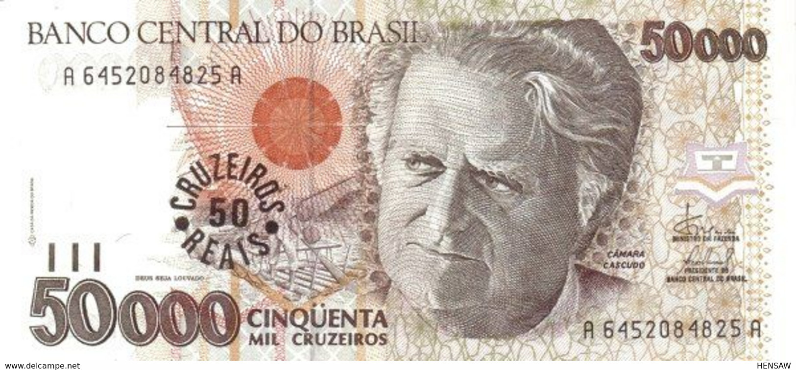BRAZIL 50 CRUZEIROS REAIS P 237 1993 UNC NUEVO SC - Brésil