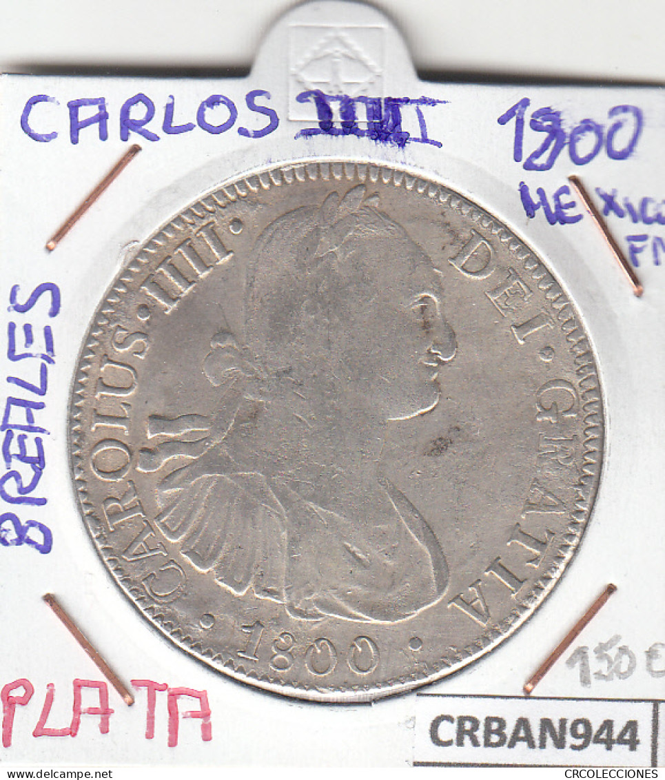 CRBAN944 MONEDA ESPAÑA CARLOS IV 8 REALES 1800 MEXICO PLATA - Otros & Sin Clasificación