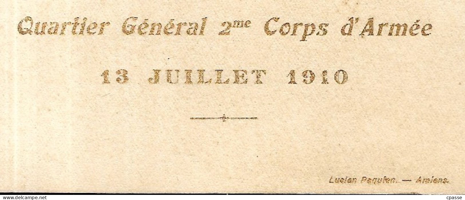 MENU Ouvrant, Décor Floral Gaufré, 1910, Quartier Général 2ème Corps D'Armée, 80 Amiens - Menus