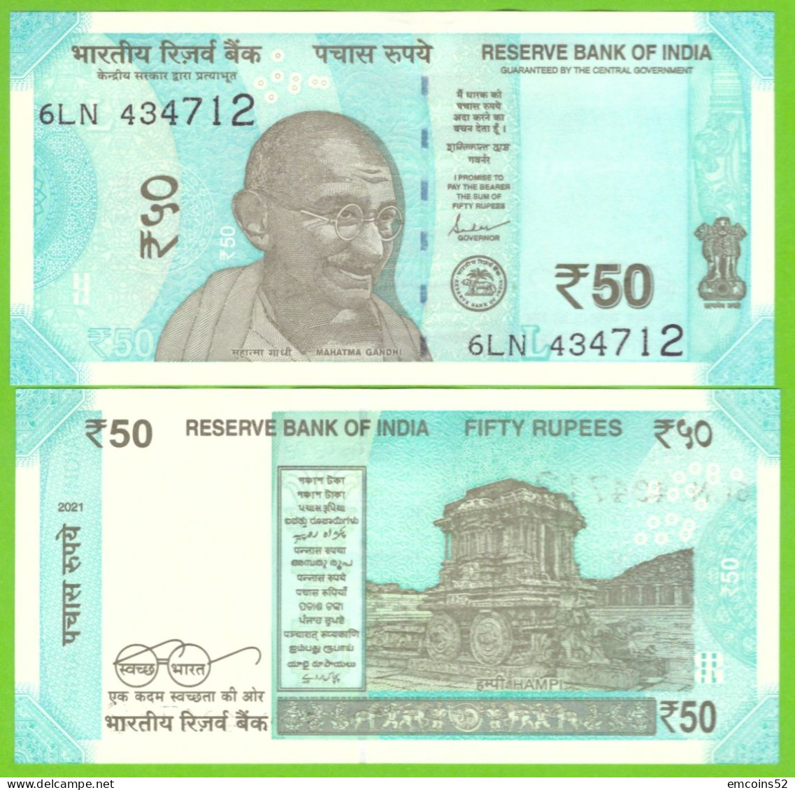 INDIA  50 RUPEES 2021 L P-111 UNC - Inde