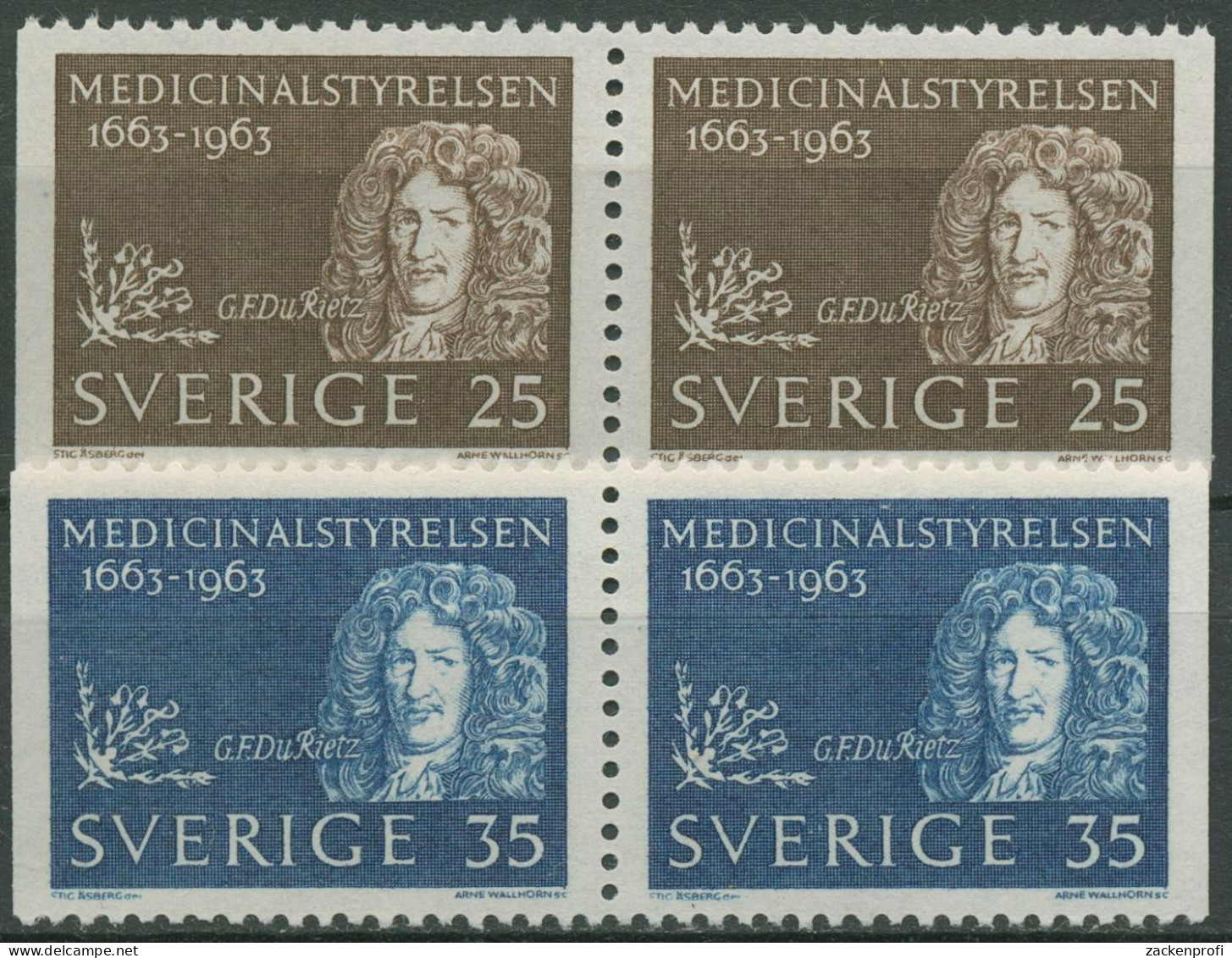 Schweden 1963 Reichsgesundheitsamt G.F. Du Rietz 508/09 Dl/Dr Paare Postfrisch - Nuevos