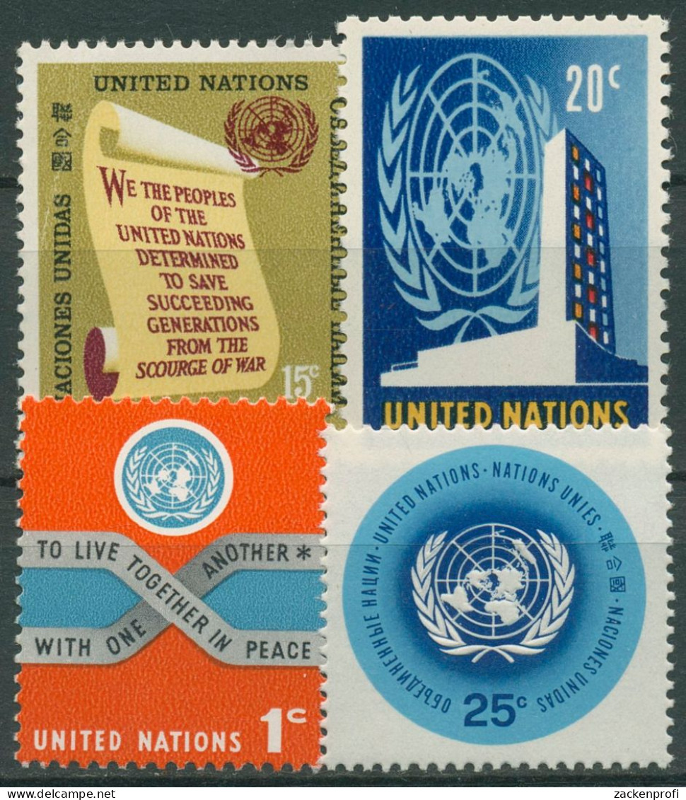 UNO New York 1965 Freimarken UNO-Symbole 156/59 X Postfrisch - Neufs