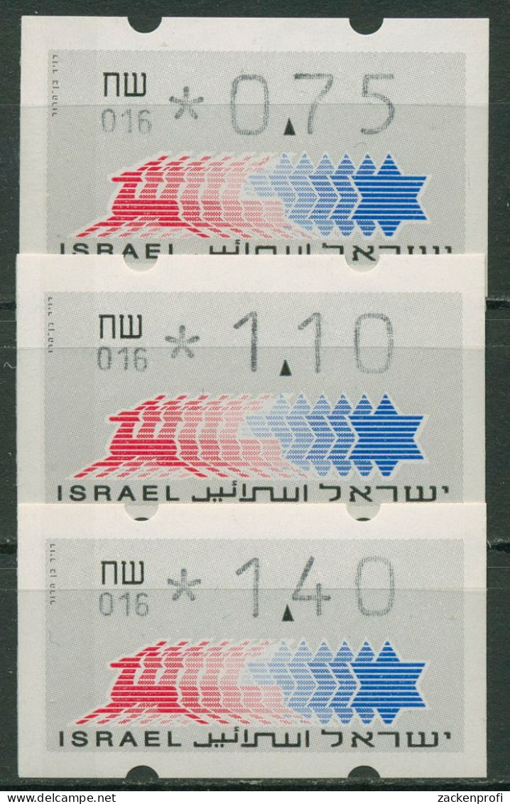 Israel ATM 1990 Hirsch Automat 016 Porto-Satz 3 Werte ATM 3.5.16 S 4 Postfrisch - Viñetas De Franqueo (Frama)