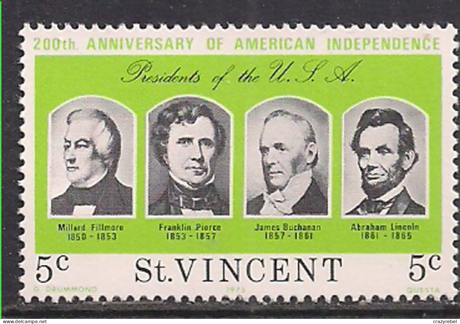 St Vincent 1976 QE2 5c Anniv. American Indep.MNH SG 459 ( D1484 ) - St.Vincent (...-1979)