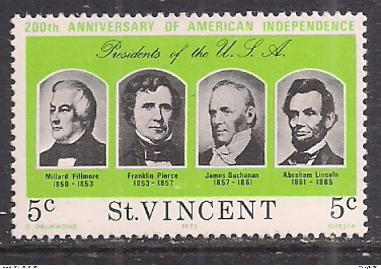 St Vincent 1976 QE2 5c Anniv. American Indep.MNH SG 459 ( E277 ) - St.Vincent (...-1979)