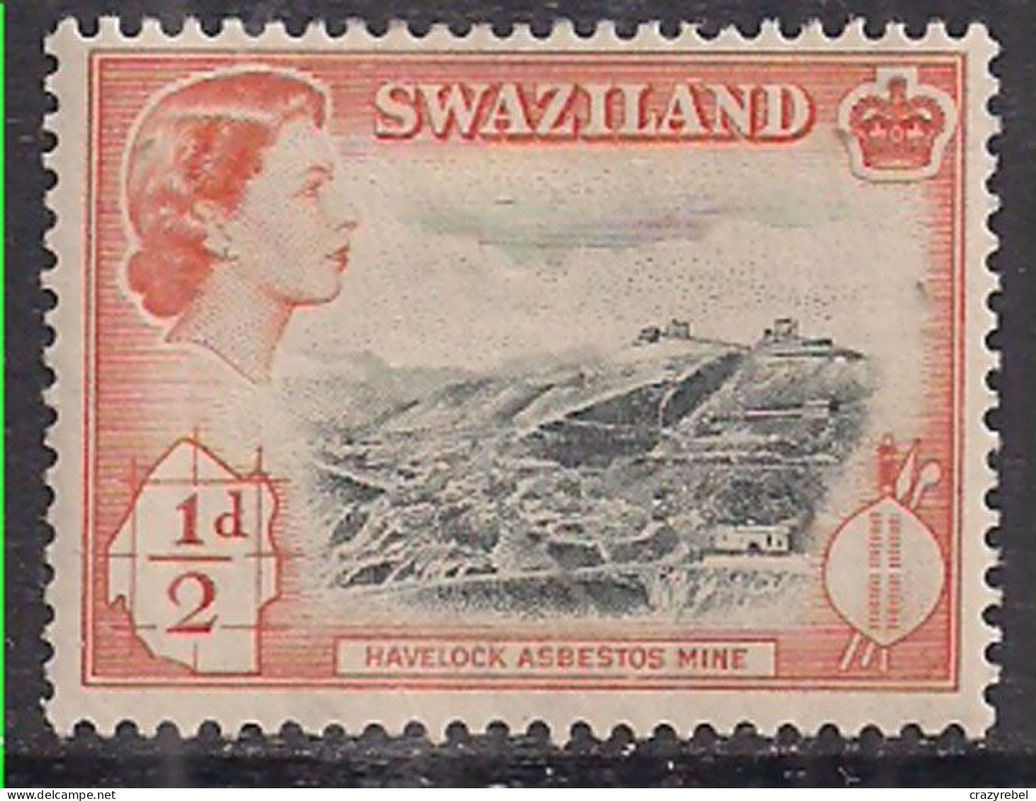Swaziland 1956 QE2 1/2d Havelock Asbestos Mine MH SG 53 ( L772 ) - Swasiland (...-1967)
