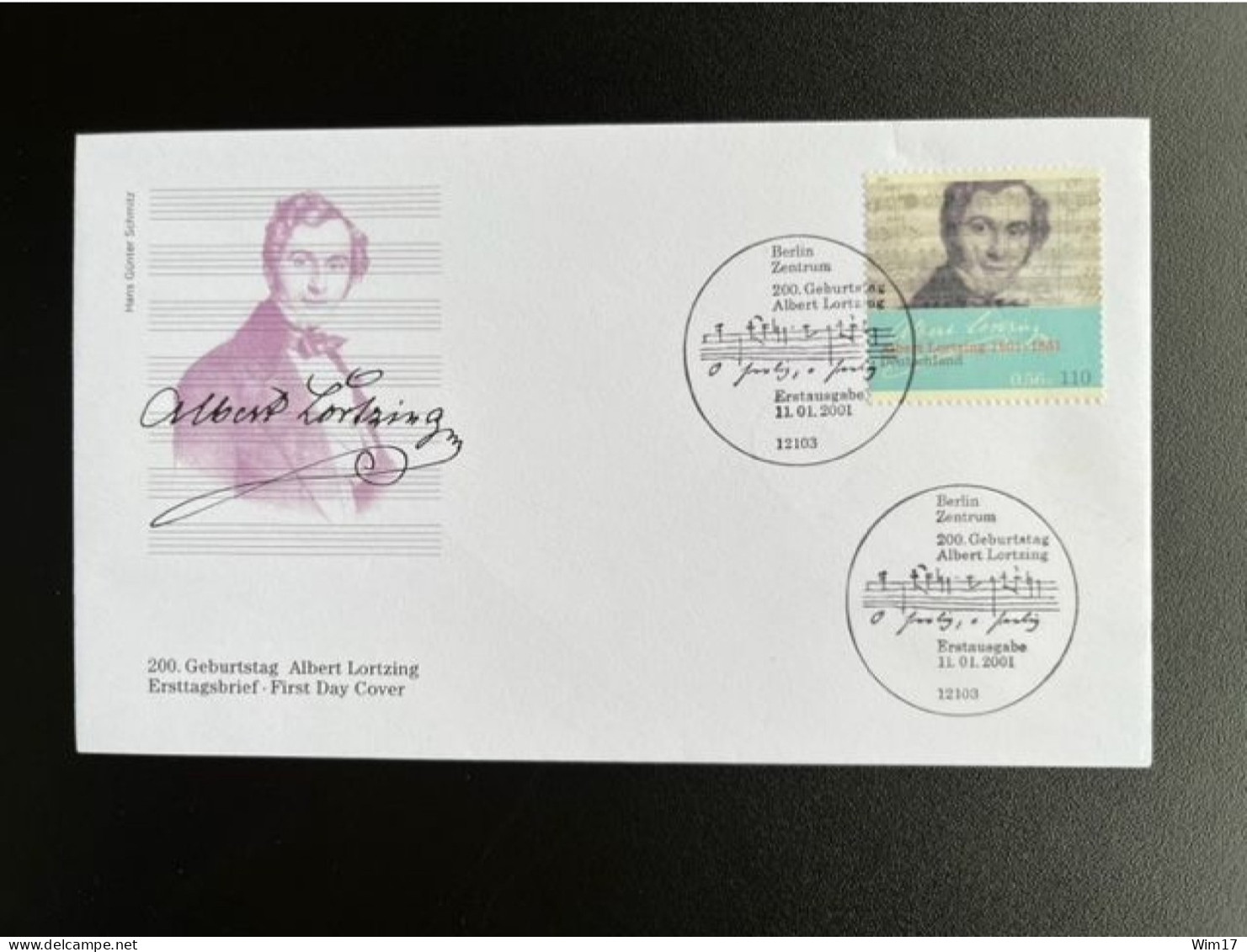 GERMANY 2001 FDC ALBERT LORTZING 11-01-2001 DUITSLAND DEUTSCHLAND COMPOSER MUSIC - 2001-2010