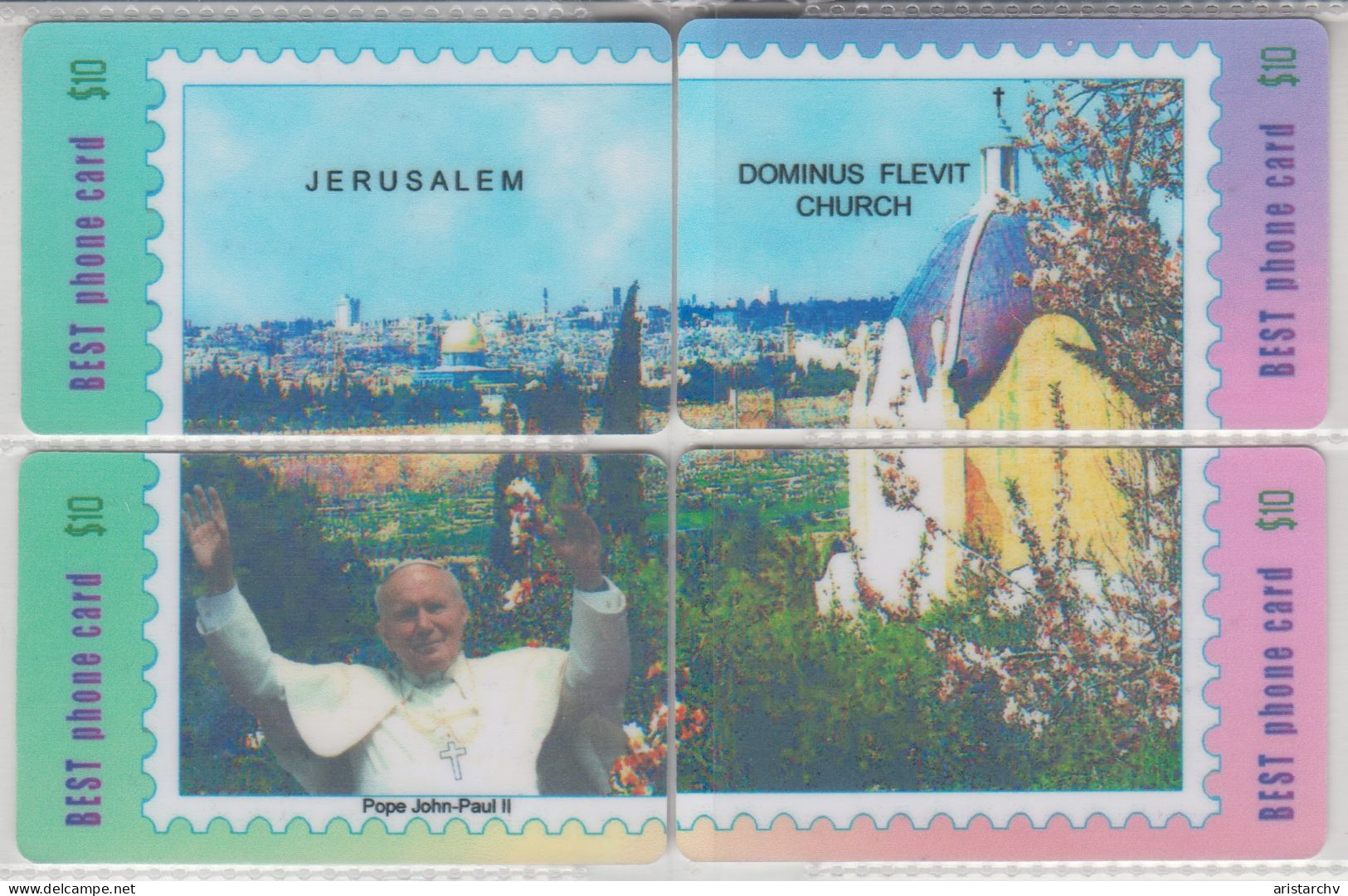 ISRAEL JERUSALEM OLD CITY DORMITION CHURCH ABBEY DOMINUS FLEVIT POPE JOHN PAUL II 3 PUZZLES - Rompecabezas