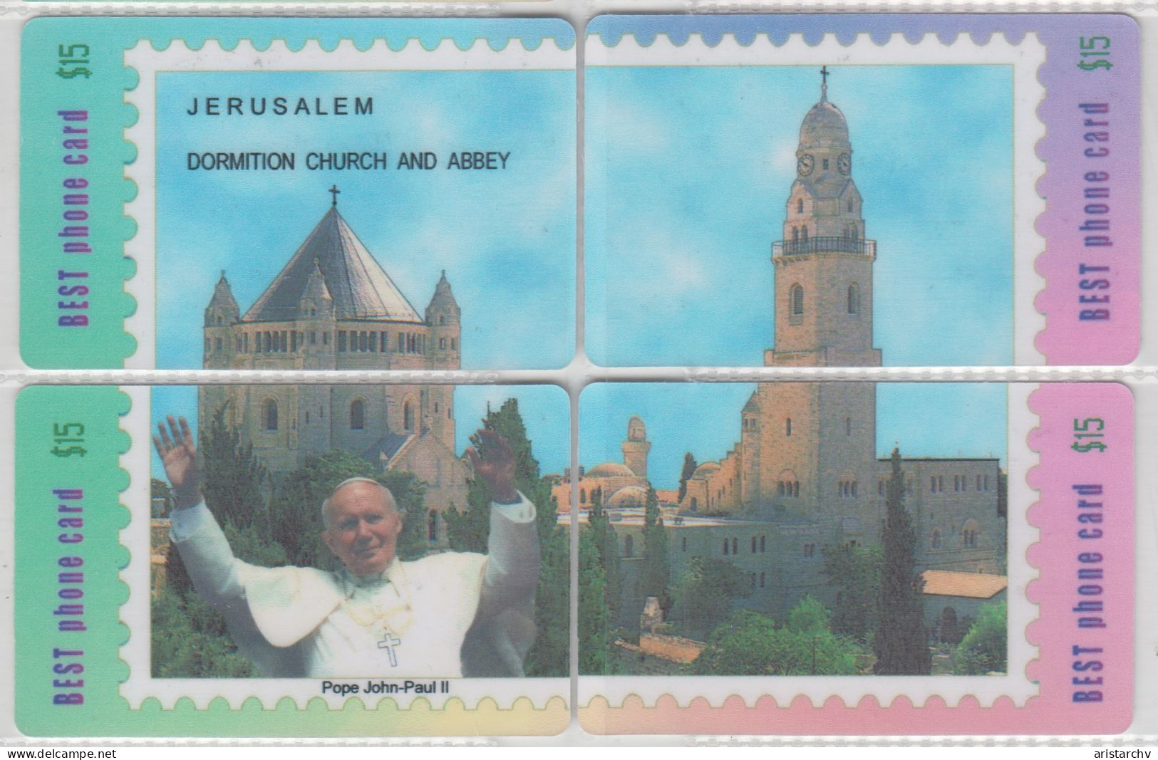 ISRAEL JERUSALEM OLD CITY DORMITION CHURCH ABBEY DOMINUS FLEVIT POPE JOHN PAUL II 3 PUZZLES - Rompecabezas