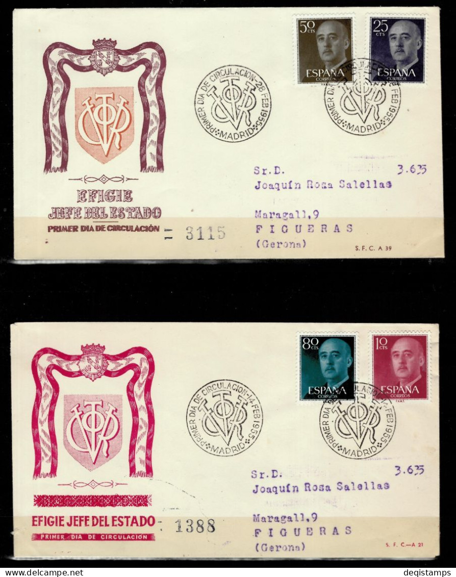 Spain Year 1955 / General Franco - Traveled First Day Covers - FDC