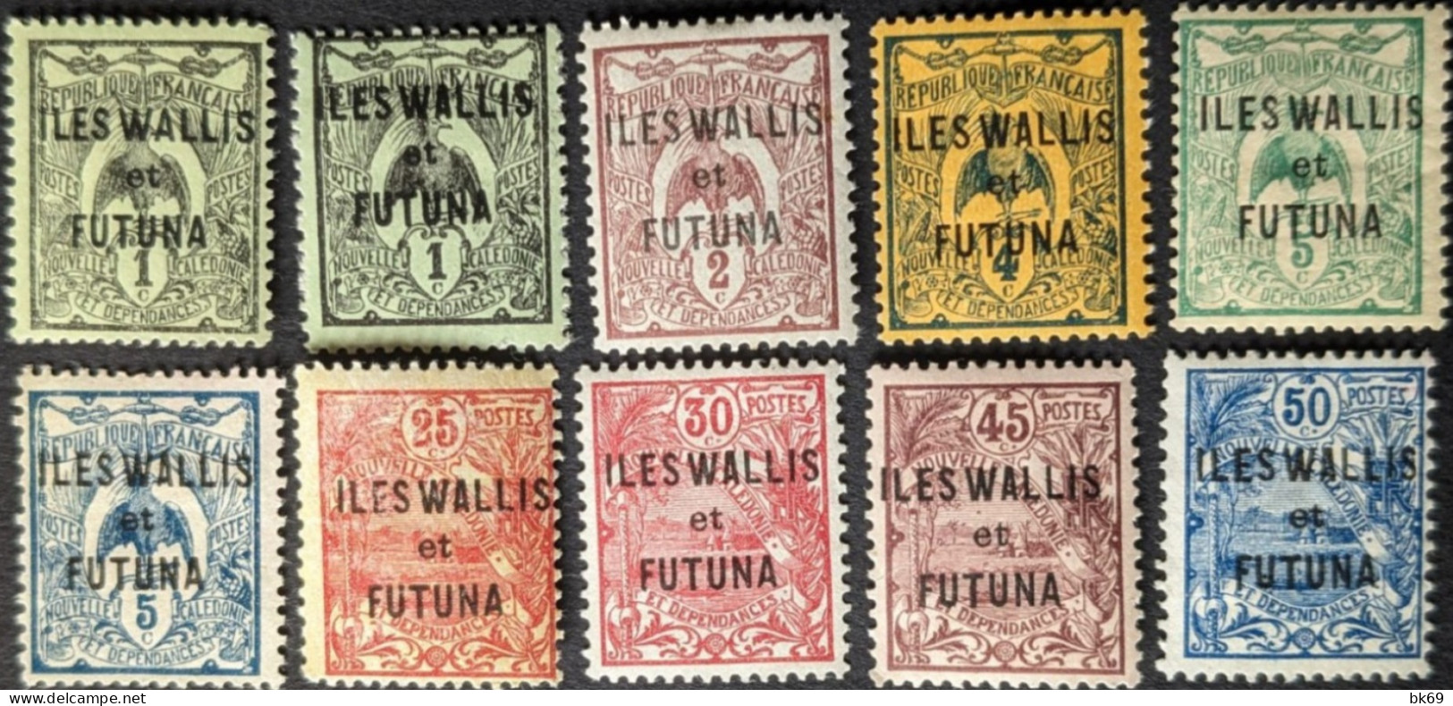 9 'Variété' N°1a,2a,3a,4a,12a,18a,21a,22a,24a* Variété, 'wa' De Wallis étroit - Unused Stamps