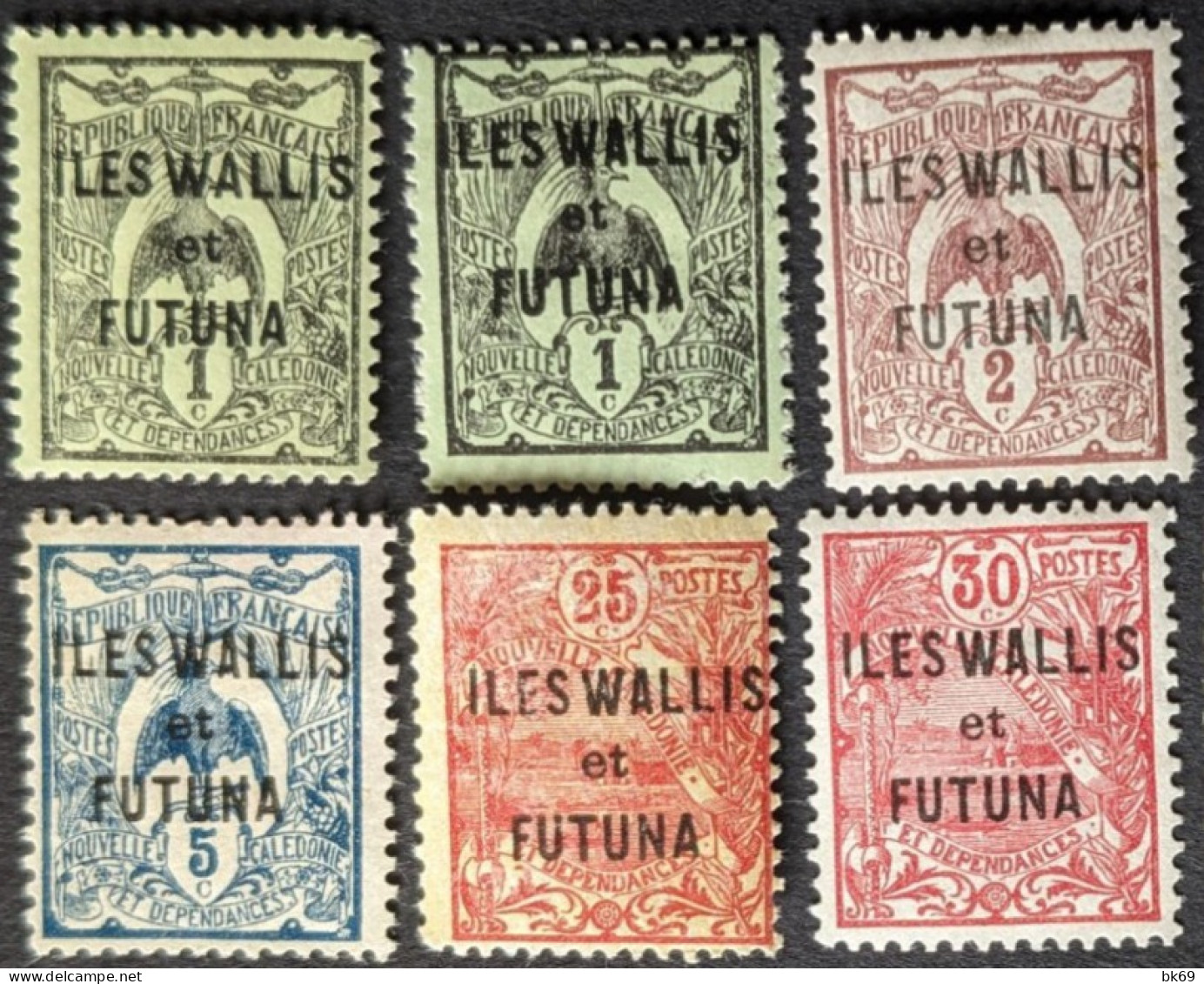 9 'Variété' N°1a,2a,3a,4a,12a,18a,21a,22a,24a* Variété, 'wa' De Wallis étroit - Neufs