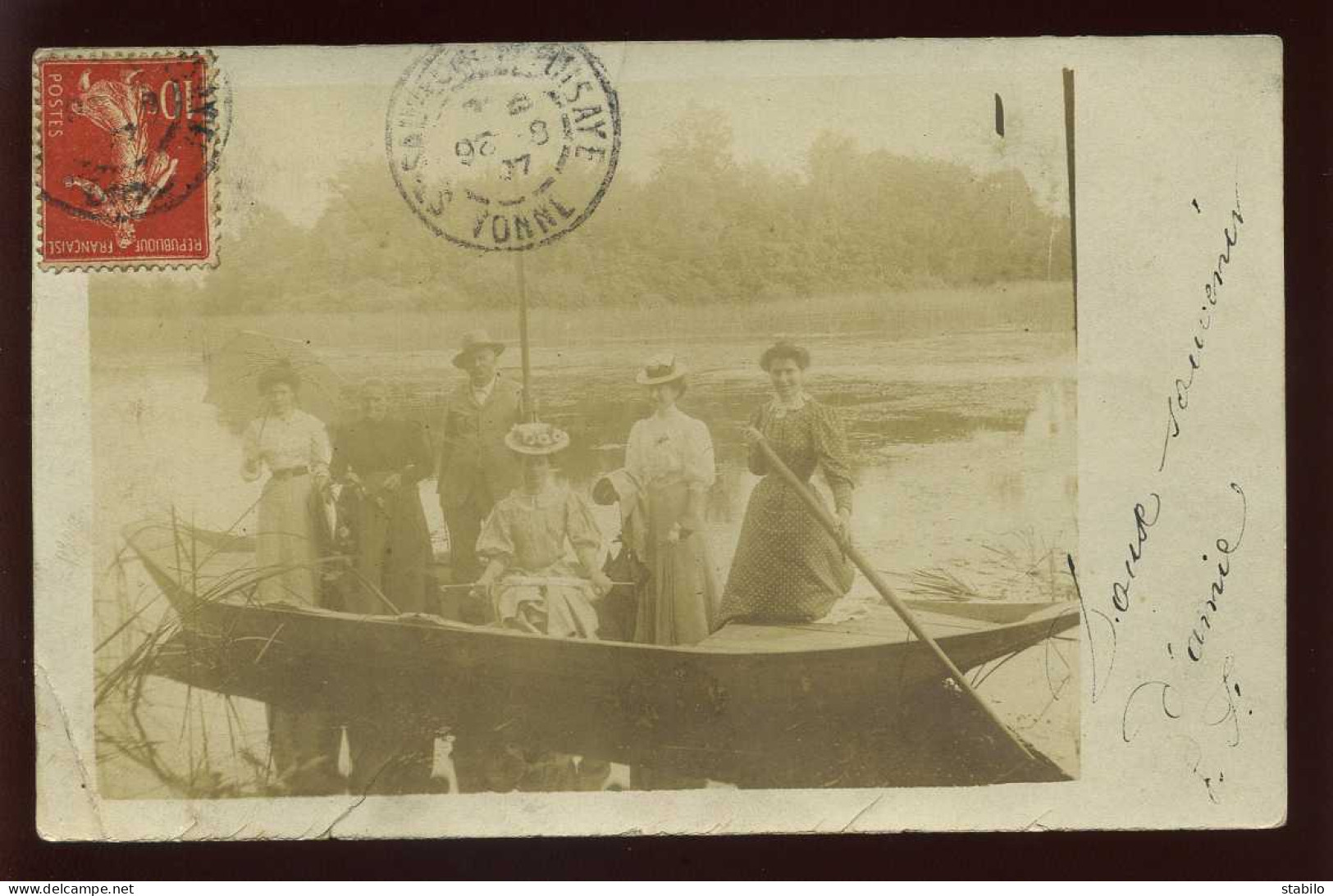 89 - SAINT-SAUVEUR-EN-PUISAYE - PROMENADE EN BARQUE - CARTE PHOTO ORIGINALE - Saint Sauveur En Puisaye