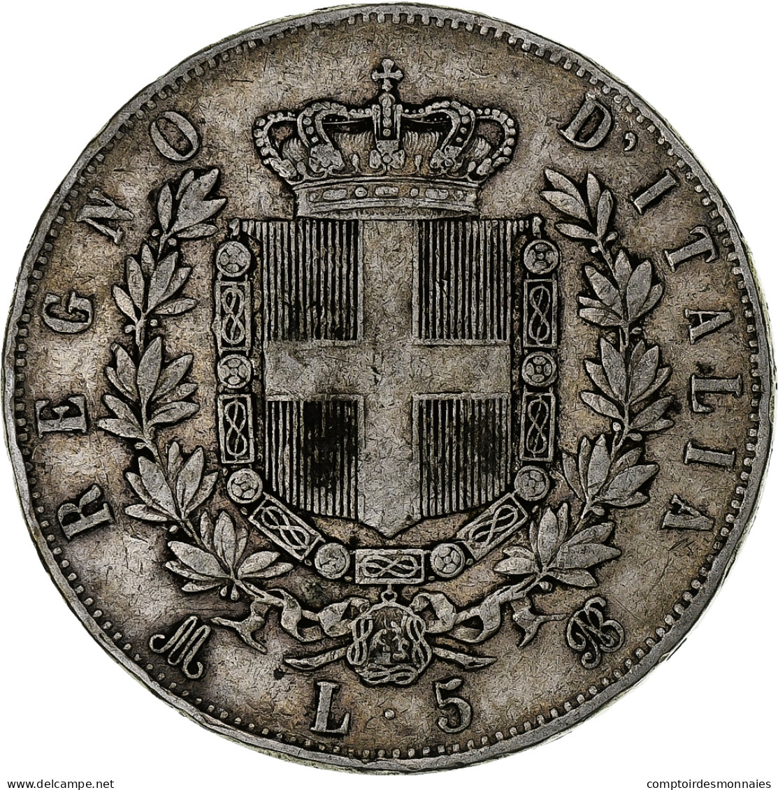 Italie, Vittorio Emanuele II, 5 Lire, 1874, Milan, Argent, TTB, KM:8.3 - 1861-1878 : Victor Emmanuel II