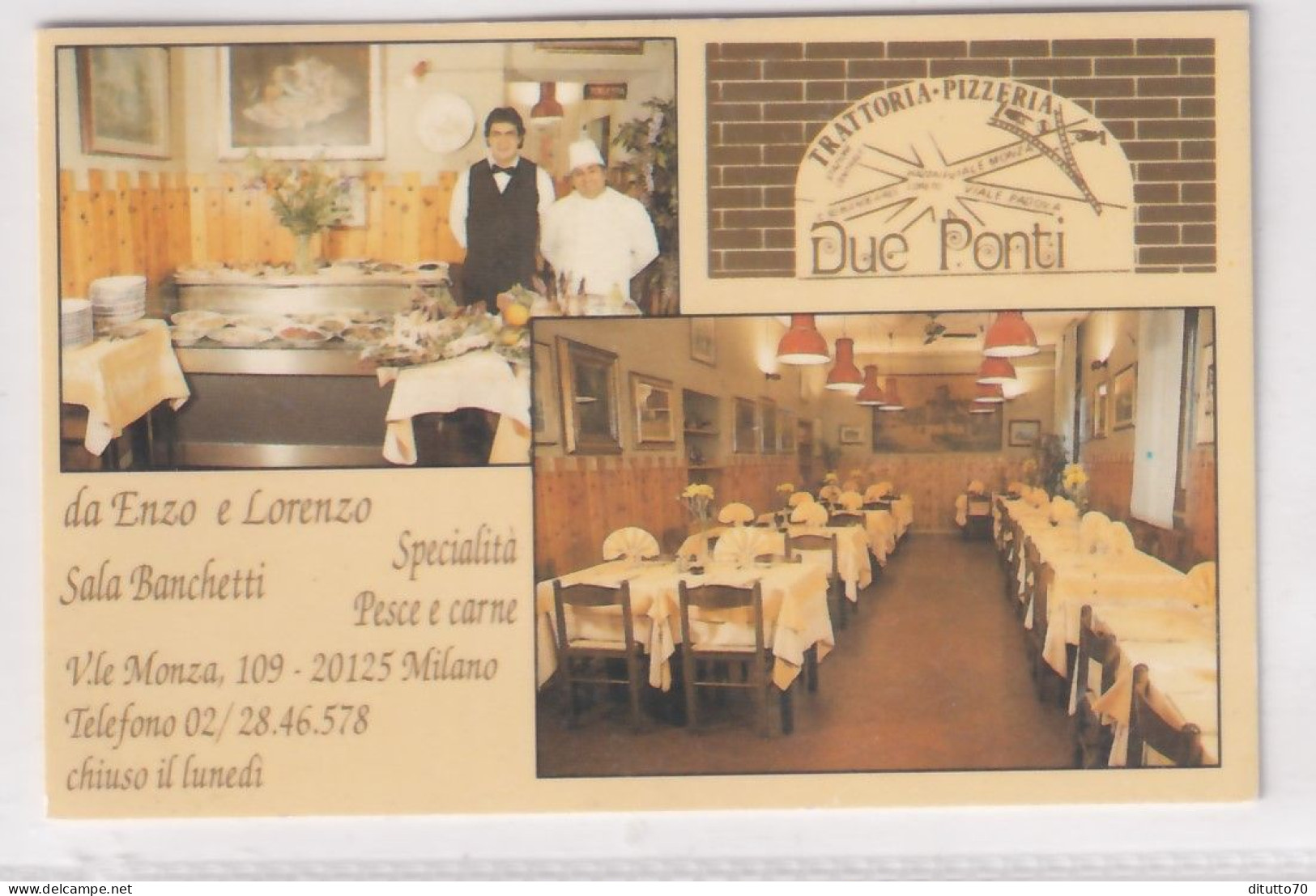 Calendarietto - Due Ponti - Trattoria Pizzeria - Milano -anno 1990 - Petit Format : 1981-90