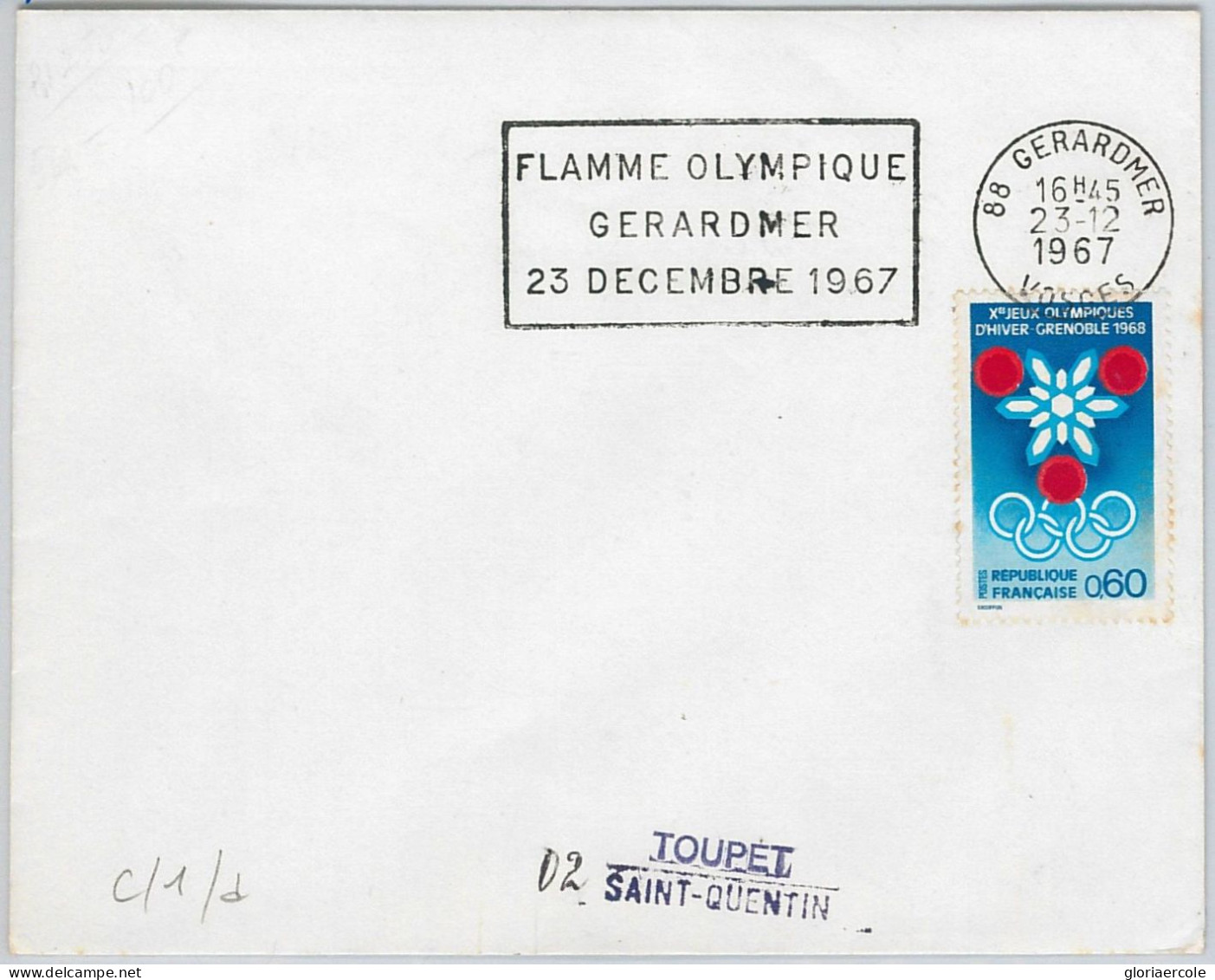 51141 - FRANCE - POSTAL HISTORY - 1968 Winter Olympic Postmark On Cover TORCH - Hiver 1968: Grenoble