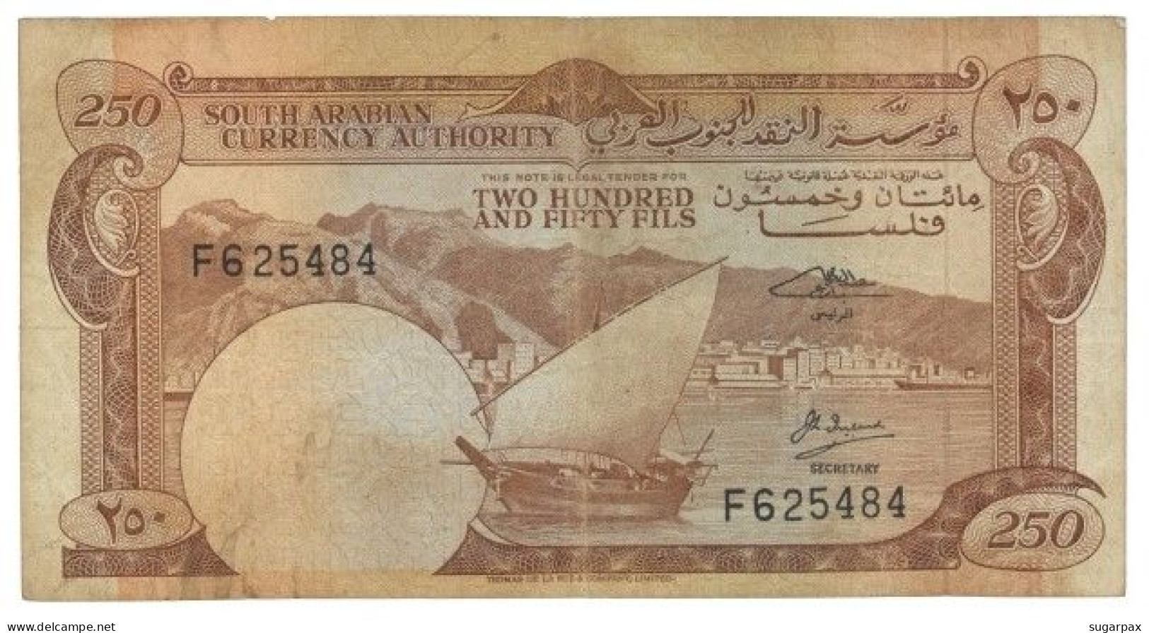 Yemen Democratic Republic - 250 Fils - ND (  1965 ) - Pick 1.b - Sign. 2 - Serie F6 - South Arabian Currency Authority - Yemen