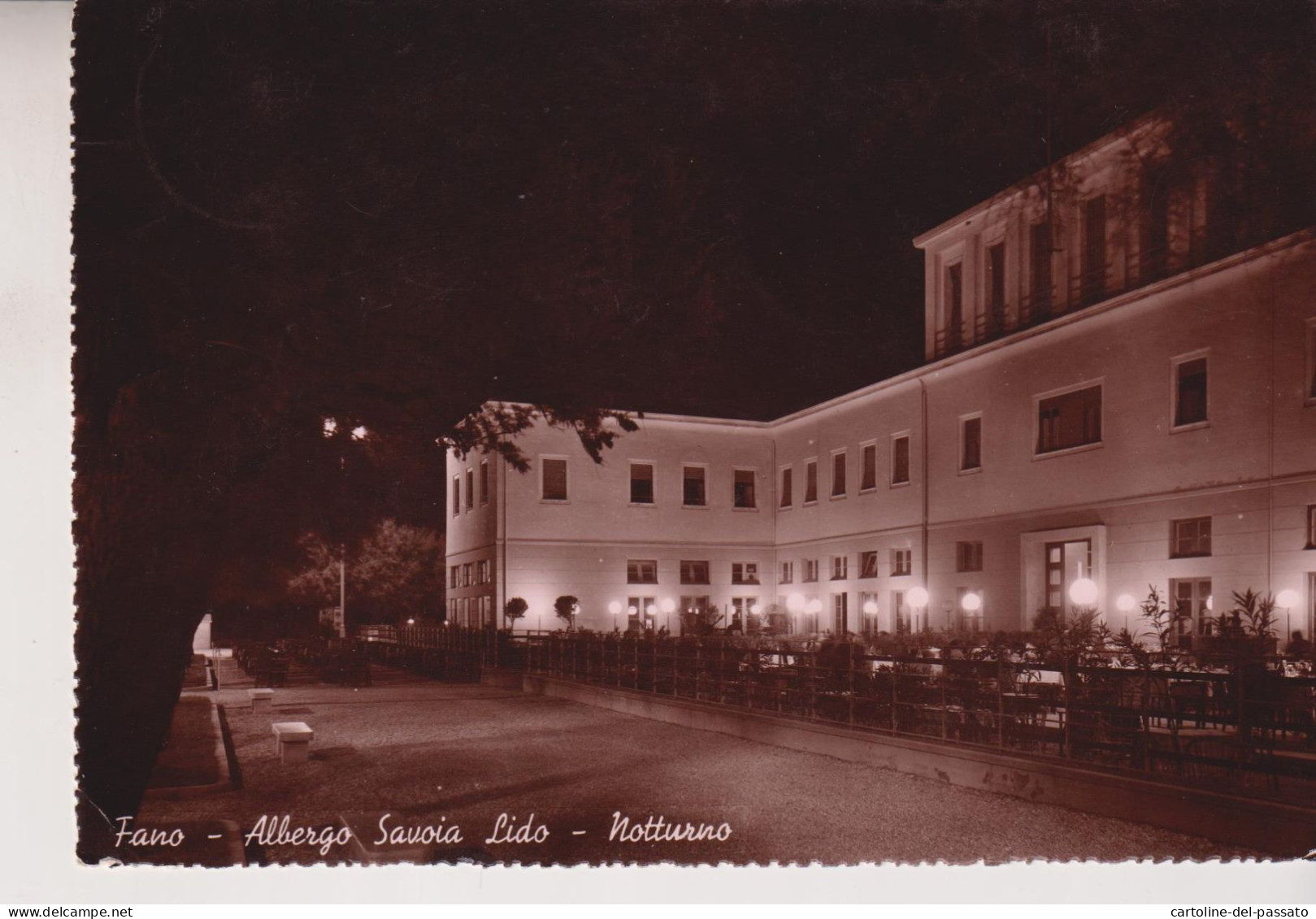 FANO  ALBERGO SAVOIA LIDO  NOTTURNO  VG  1934 - Fano