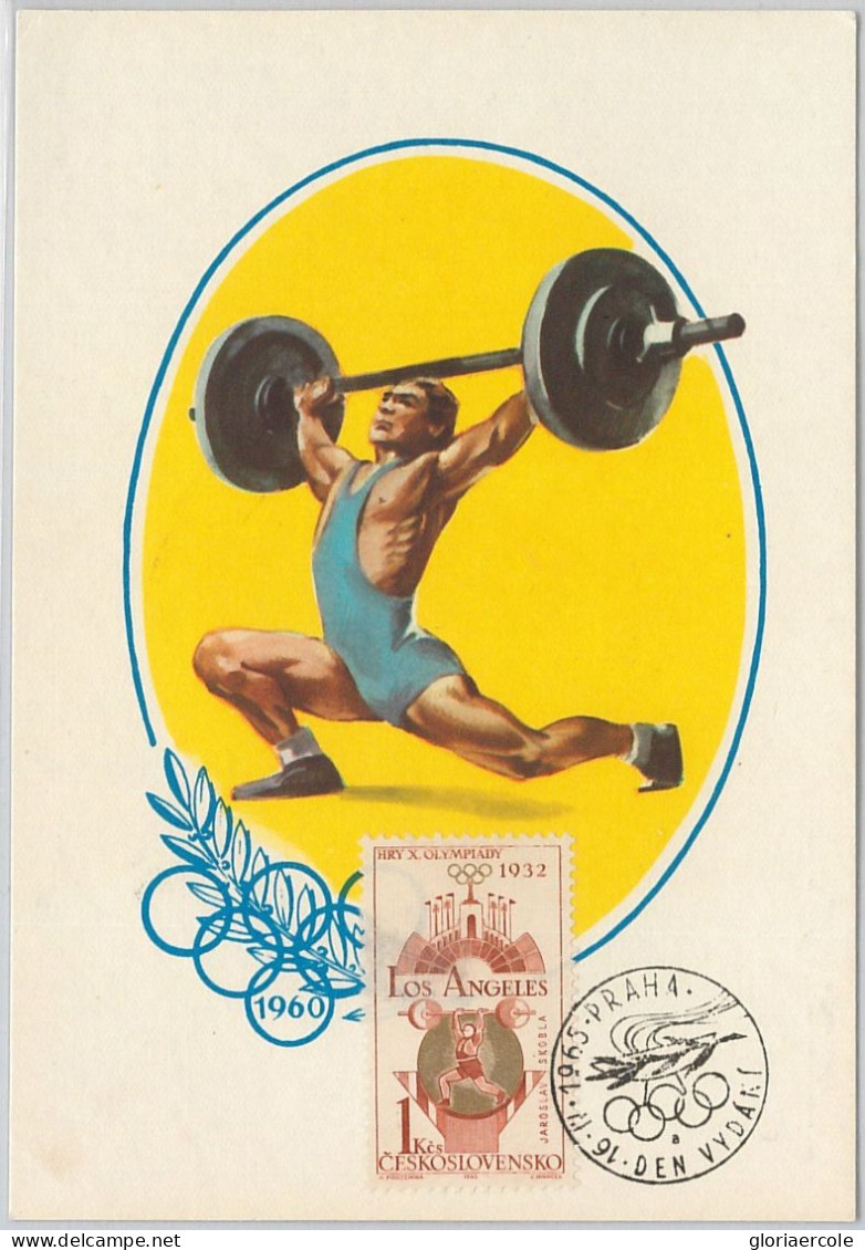 51143  - CZECHOSLOVAKIA  - POSTAL HISTORY - 1932  Olympics MAXIMUM CARD Weight  Lifting - Sommer 1932: Los Angeles